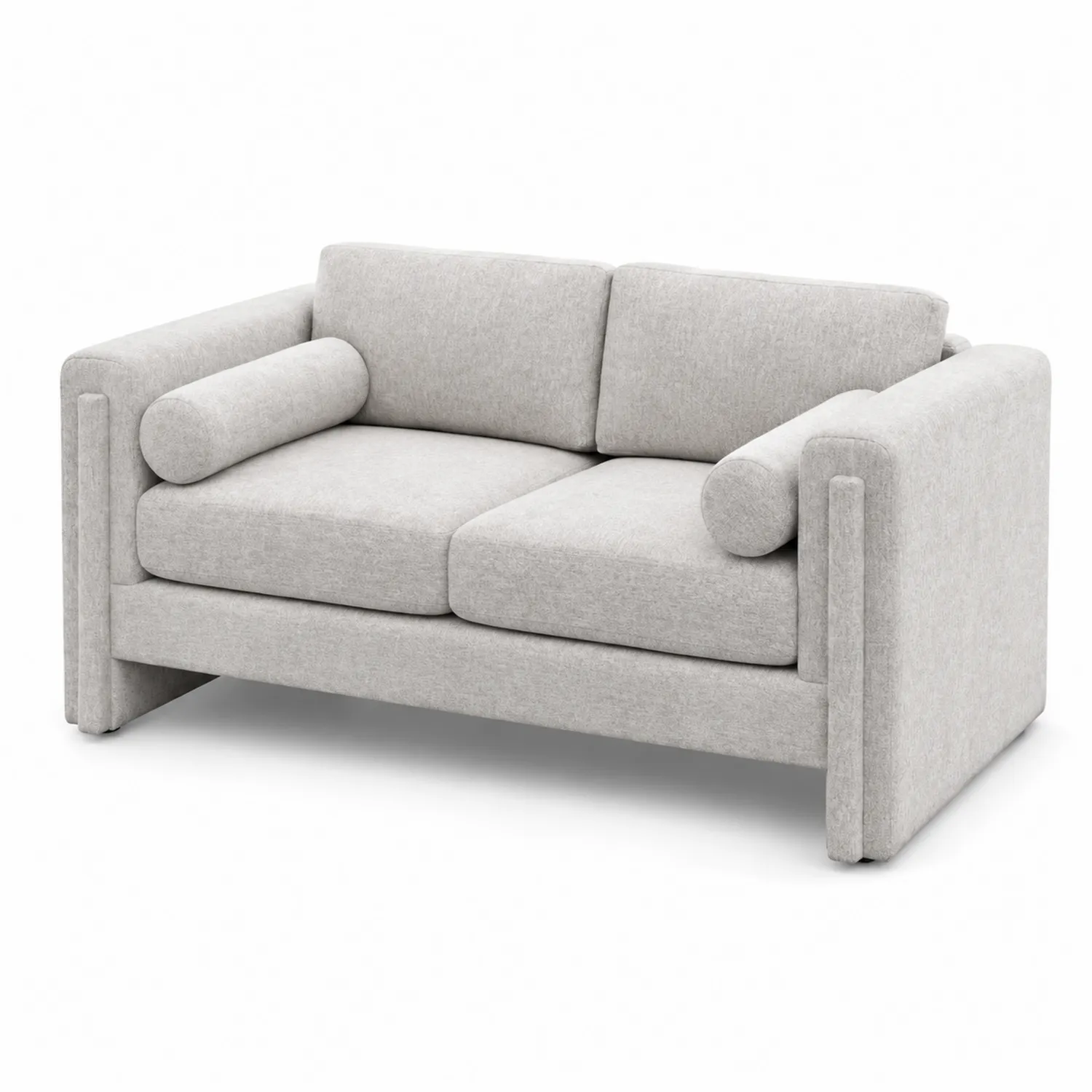 Canapé 2 places en tissu gris clair-Velnovorin