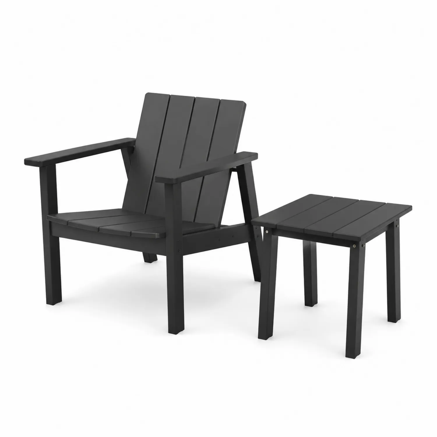 Ensemble fauteuil et table en bois composite noir-Velnovorin