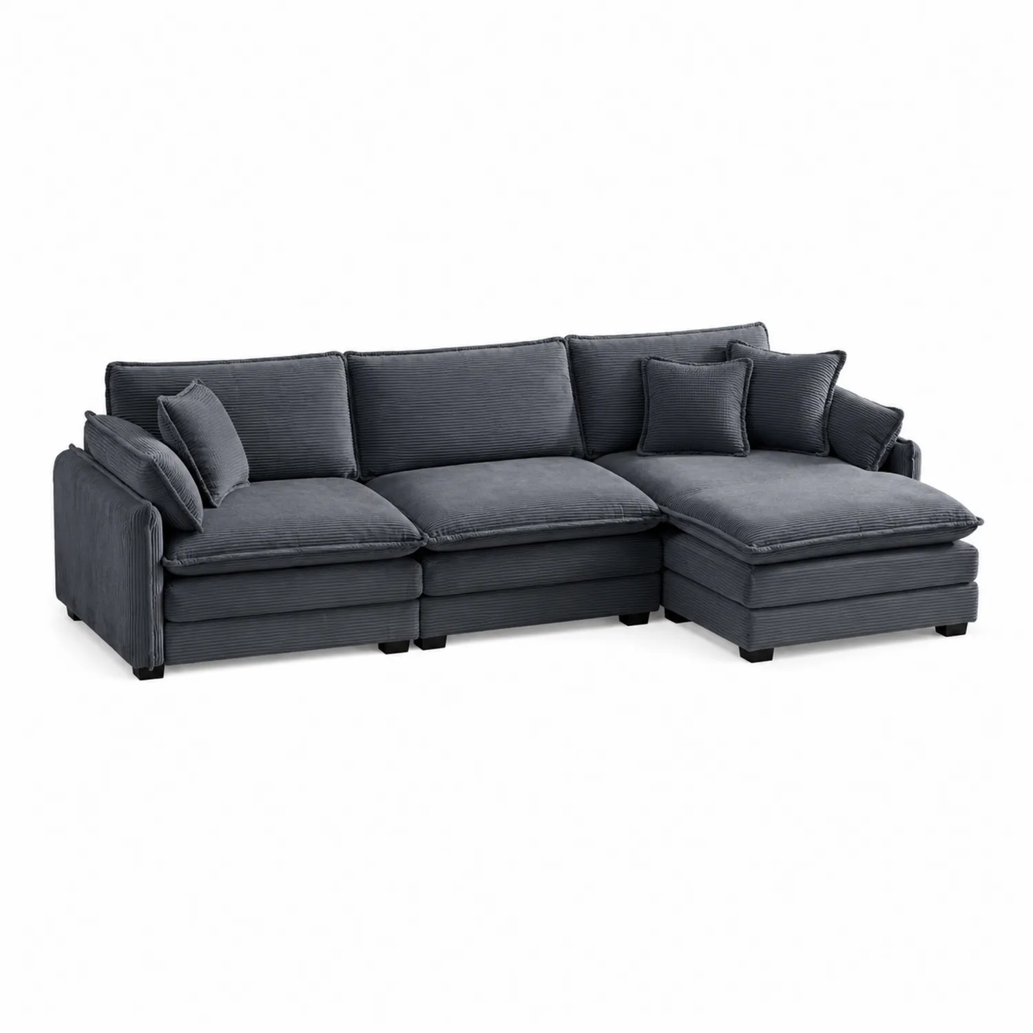 Canapé modulaire en velours côtelé gris - 4 places-Velnovorin