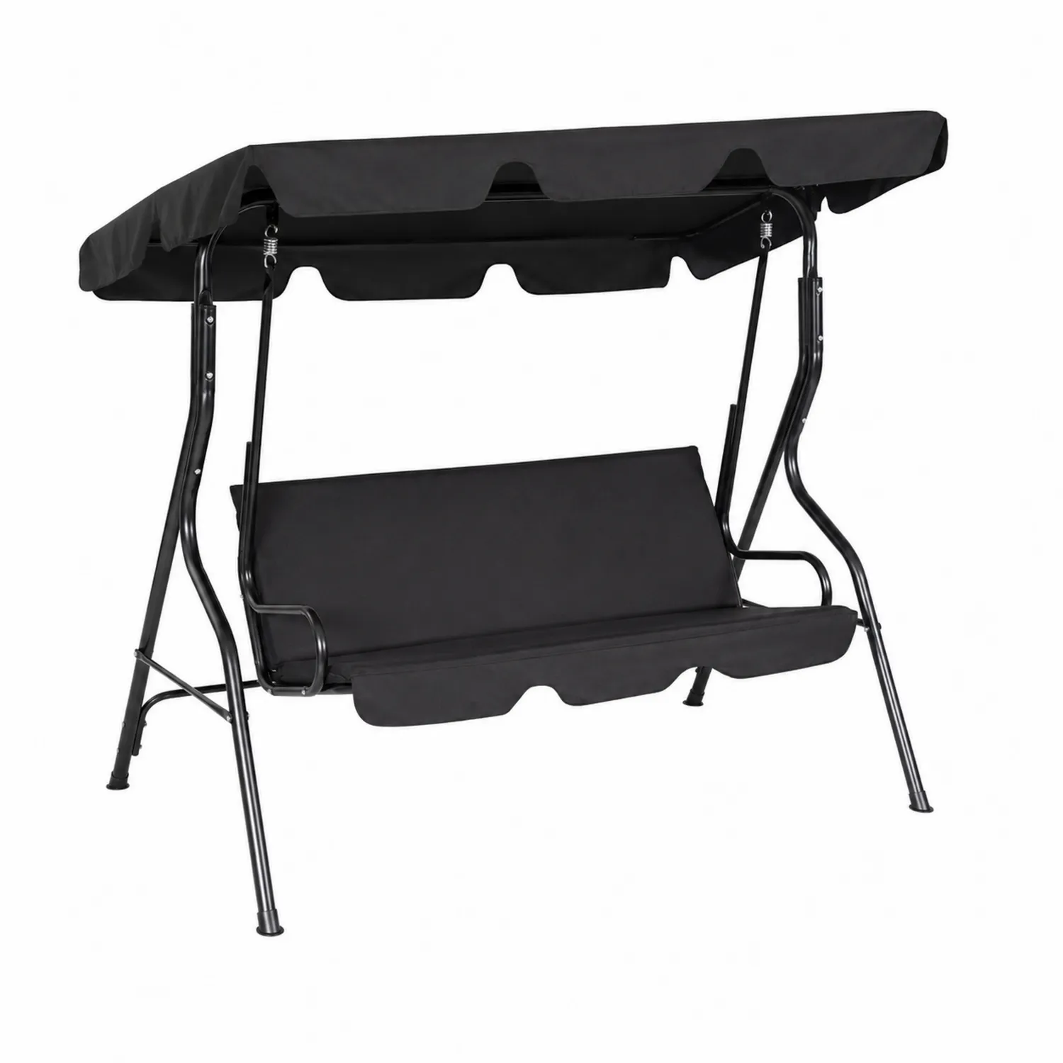 Balançoire de jardin en acier noir avec auvent-Velnovorin