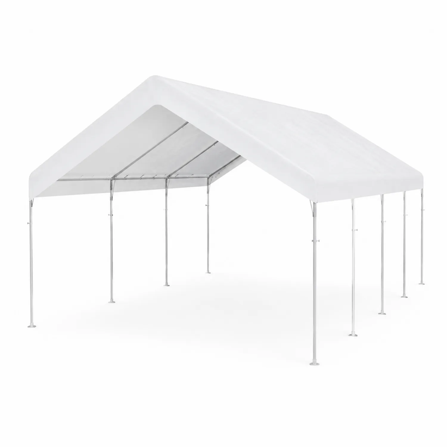 Abri de voiture en métal blanc avec couverture en PVC, 600x300x280 cm-Velnovorin