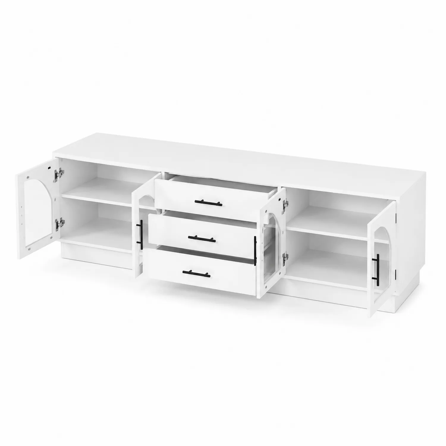 Meuble TV en Bois avec 2 Portes et 3 Tiroirs 180x40x50 cm-Velnovorin