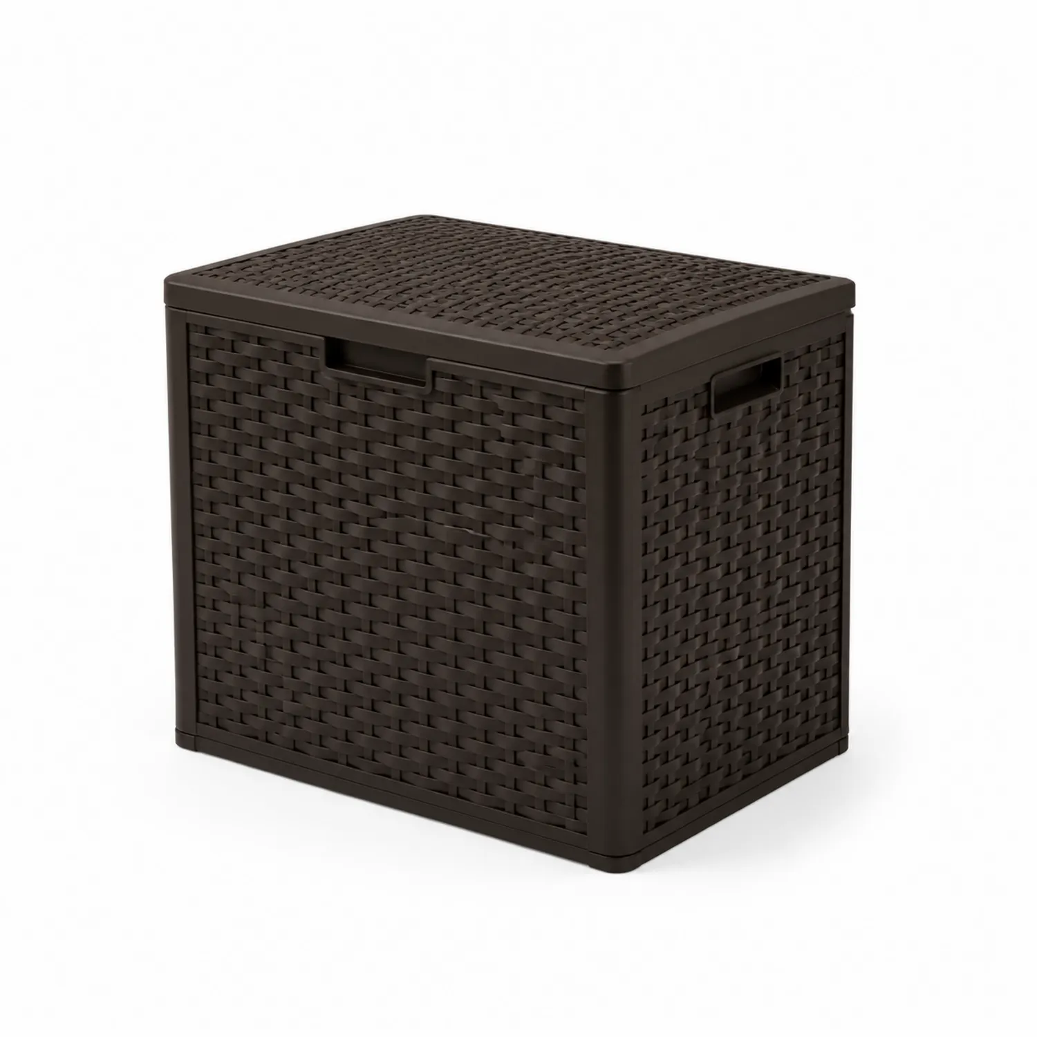 Boîte de rangement en plastique tressé marron 45x35x50 cm-Velnovorin