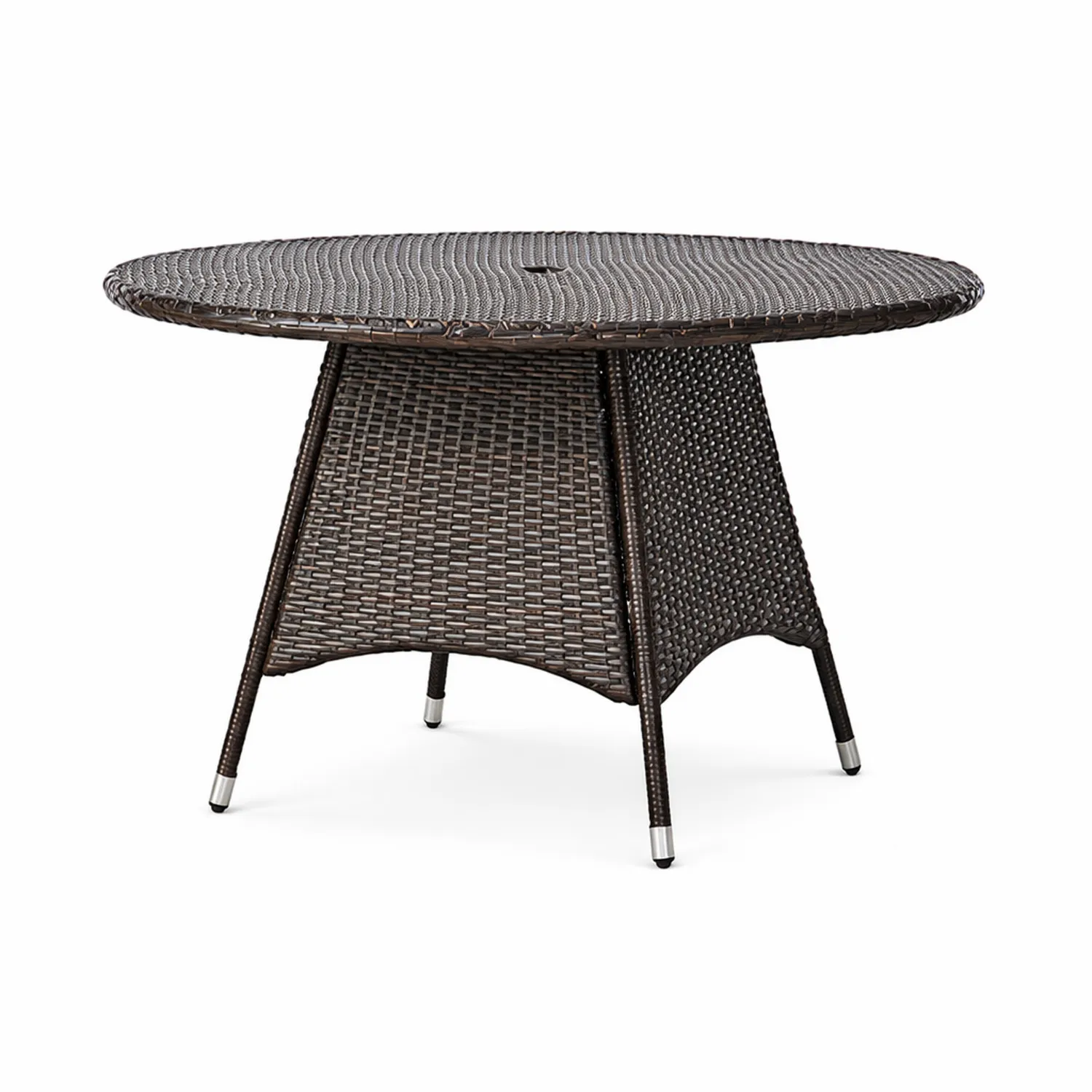 Table de jardin ronde en résine tressée marron-Velnovorin