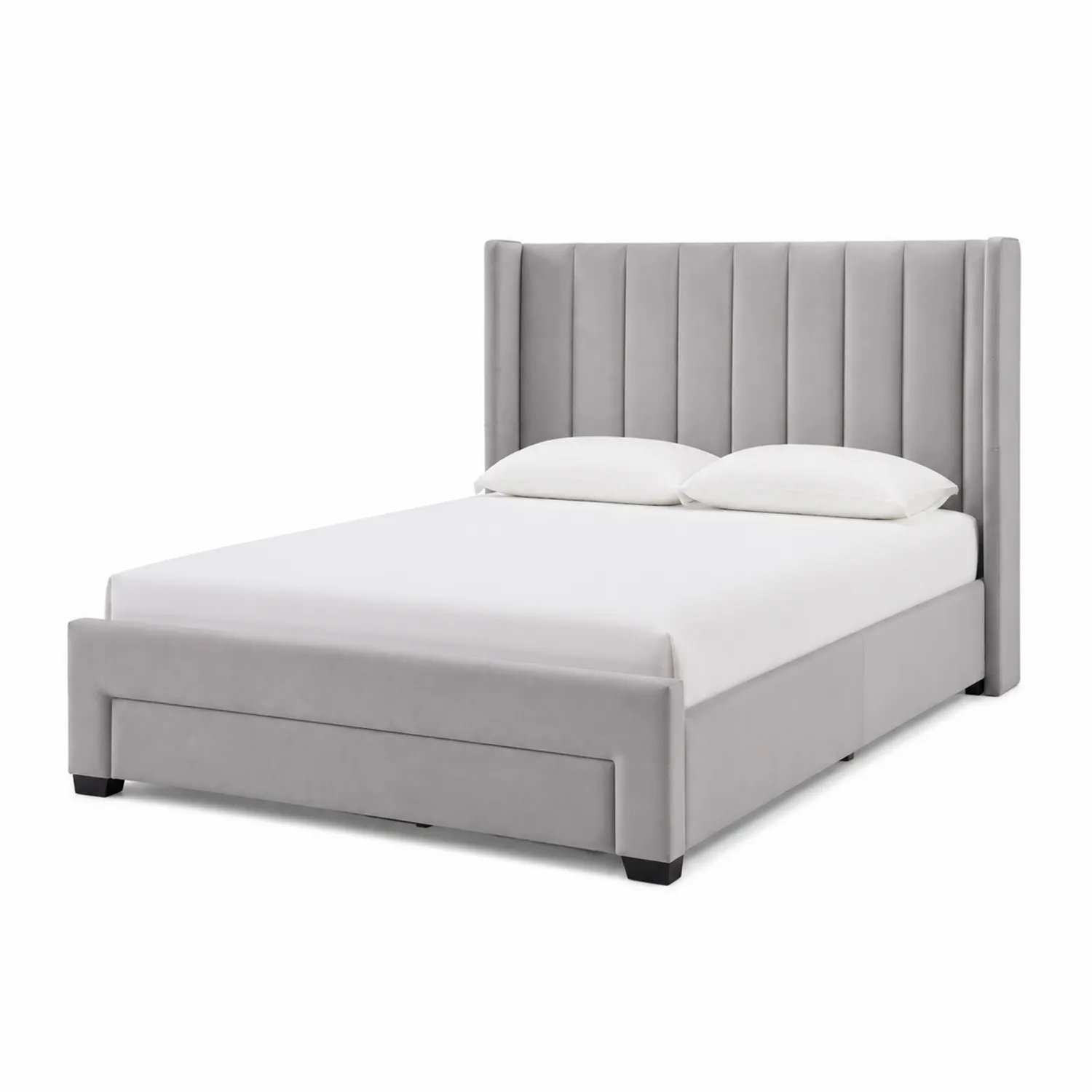 Lit double en tissu Gris 200x160 cm-Velnovorin