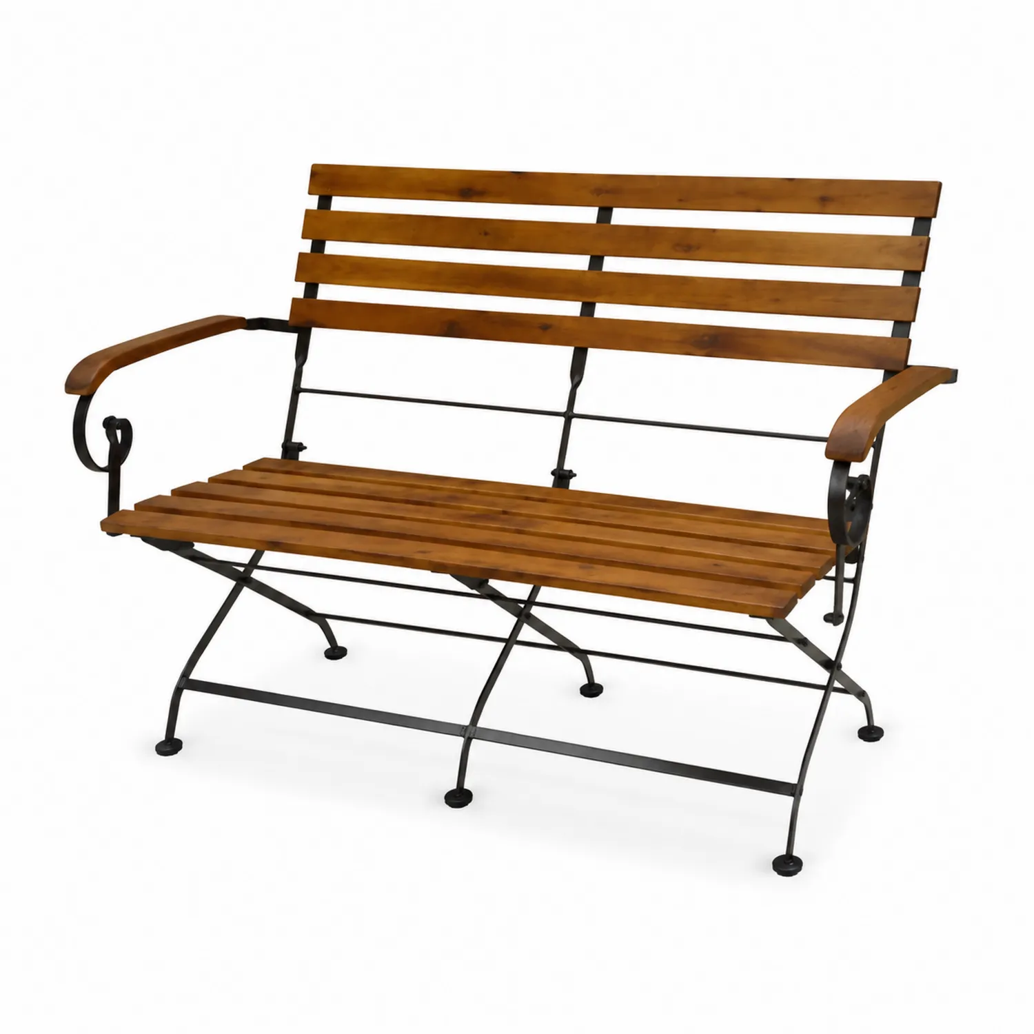 Banc de jardin en bois et métal brun 120x58x80 cm-Velnovorin
