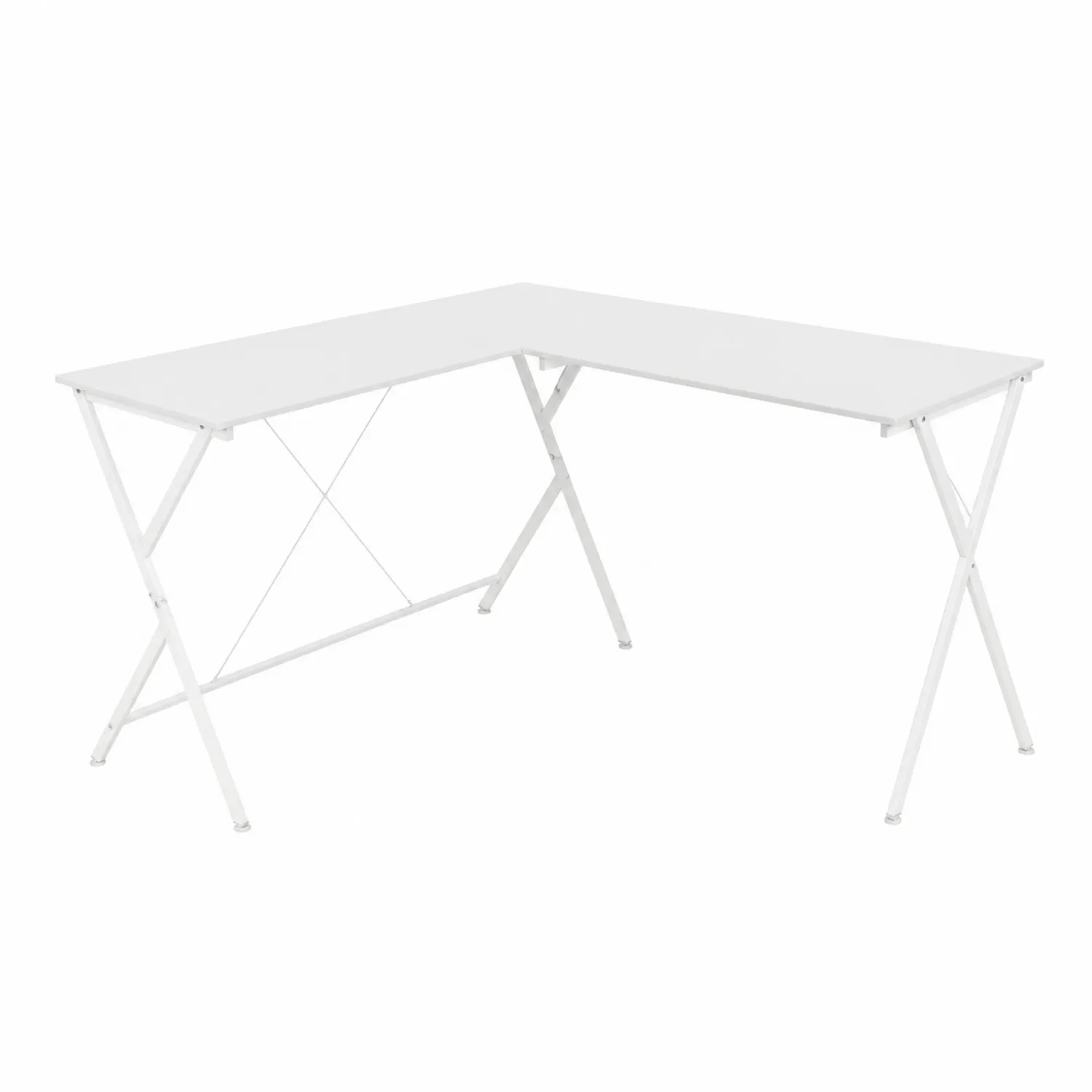 Bureau d'angle en métal et panneau de particules Blanc-Velnovorin