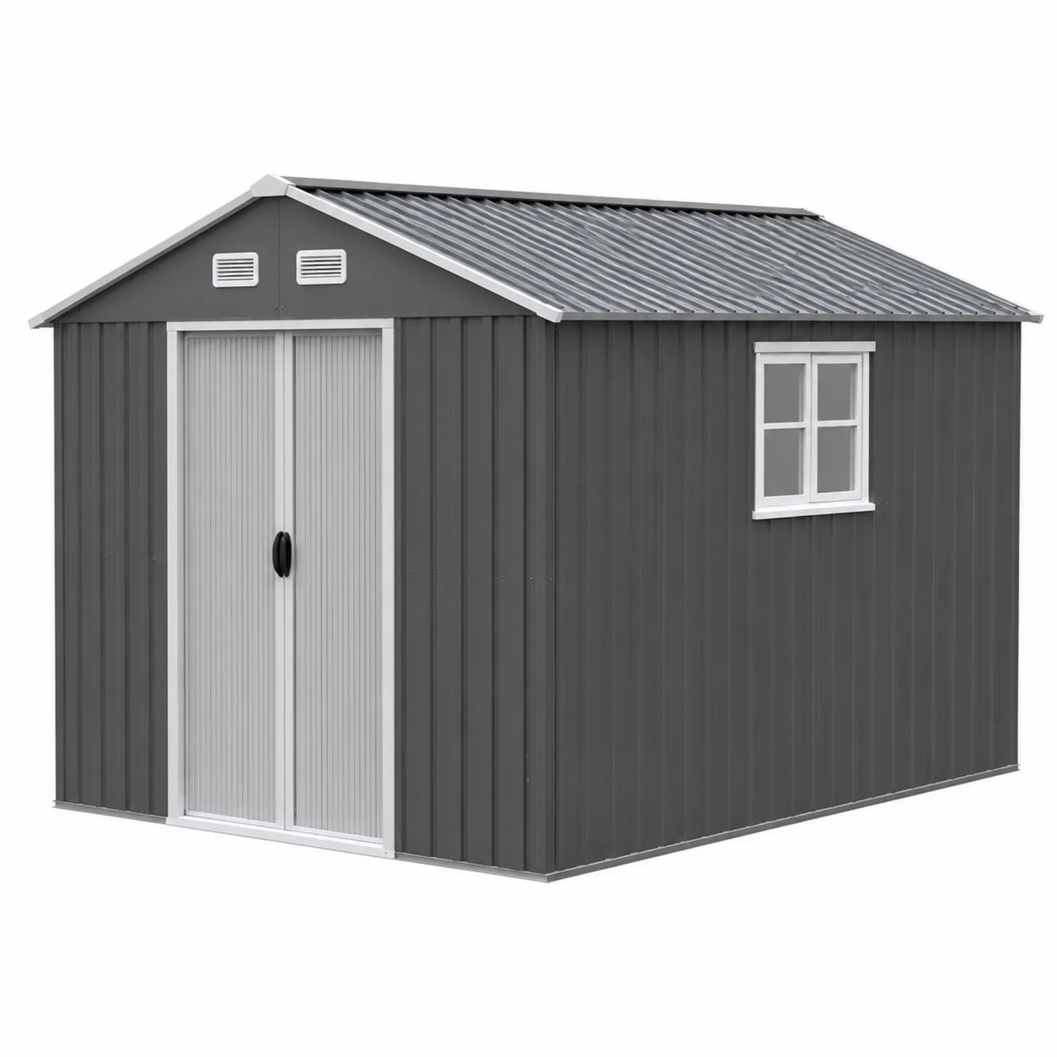 Abri de jardin en métal gris avec fenêtre-Velnovorin