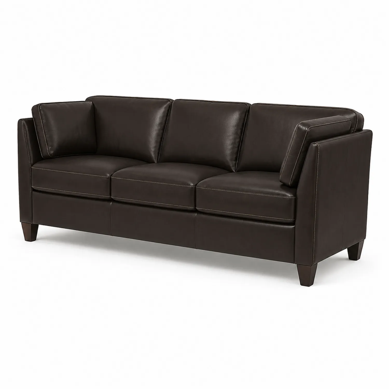 Canapé trois places en cuir synthétique marron-Velnovorin