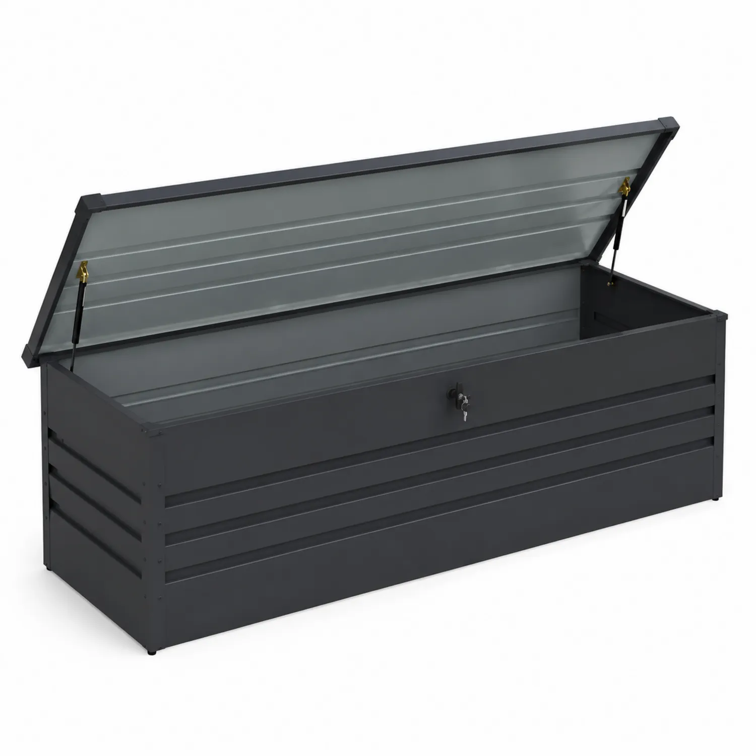 Coffre de rangement extérieur en métal gris 130x50x60 cm-Velnovorin