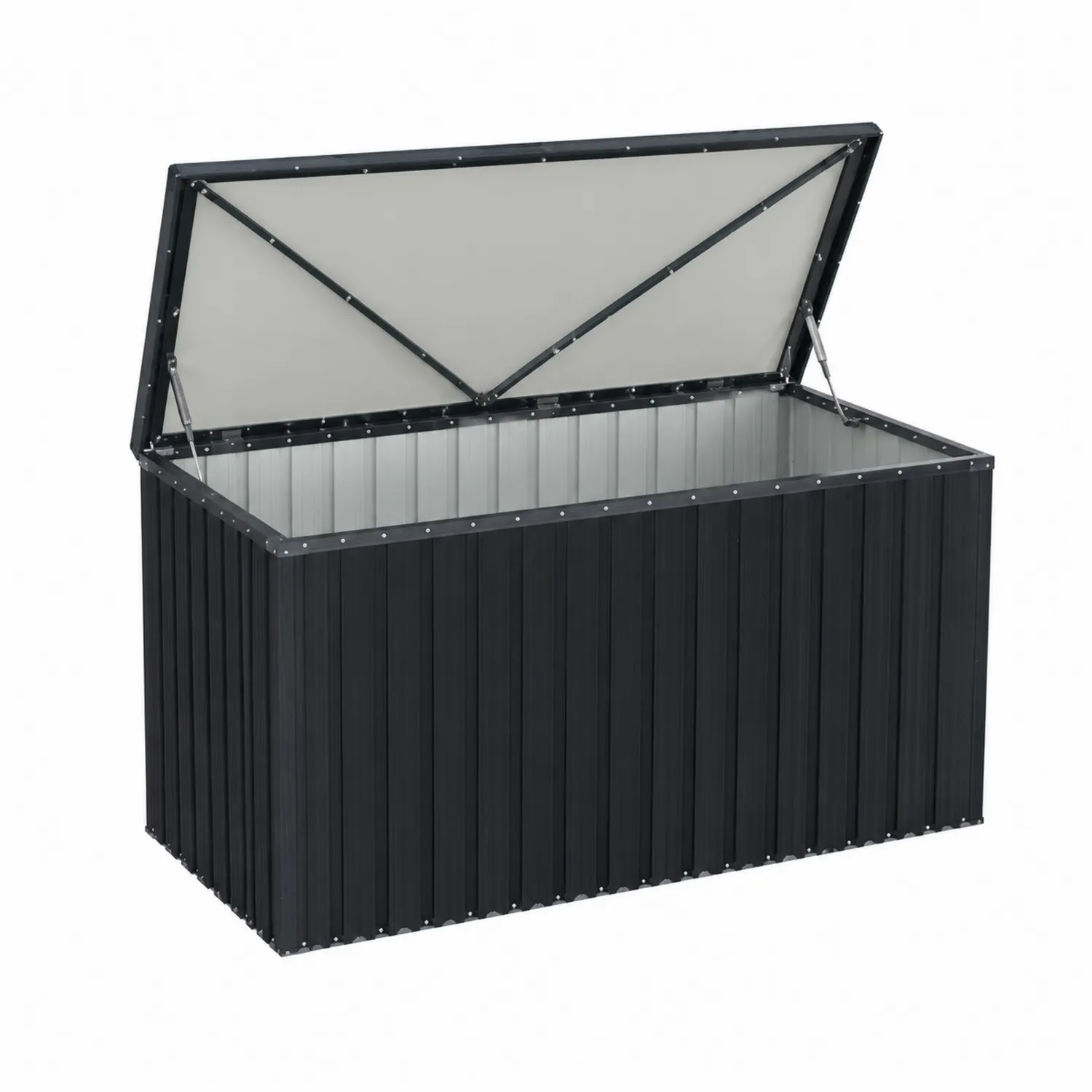 Coffre de rangement en métal noir 160 cm x 80 cm x 85 cm-Velnovorin