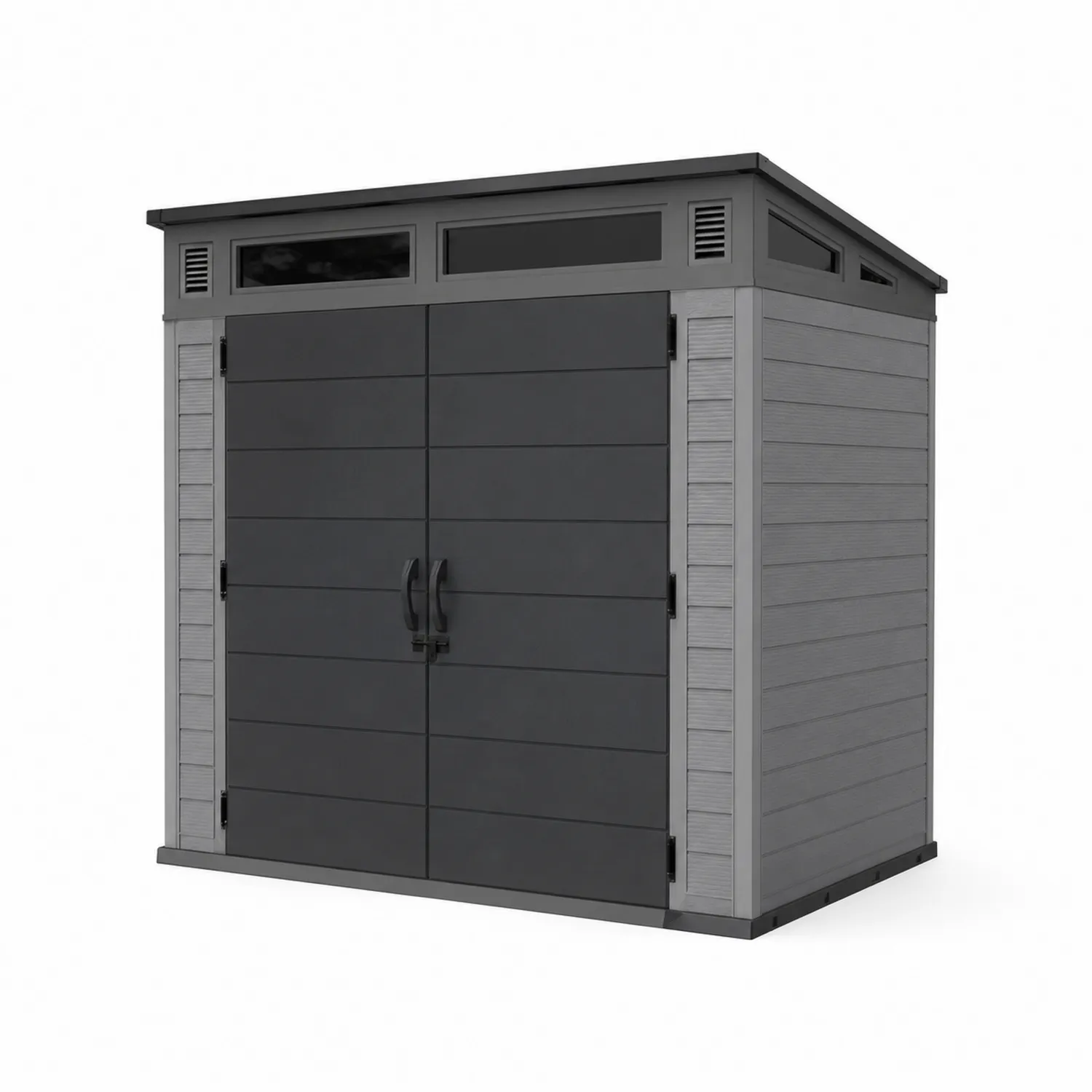 Abri de jardin en polypropylène Gris/Noir - 180x120x200 cm-Velnovorin