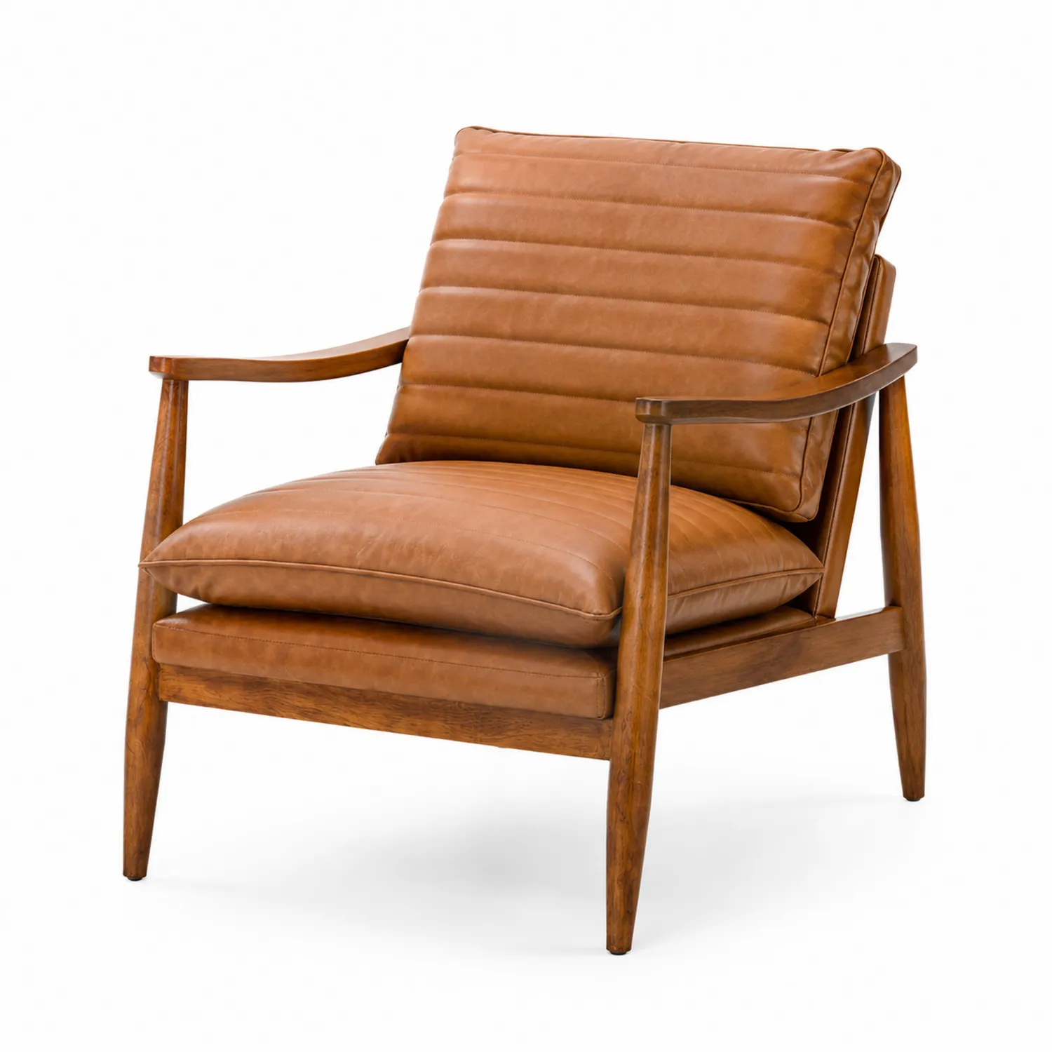 Fauteuil en cuir et bois Noyer 75x70x80 cm-Velnovorin