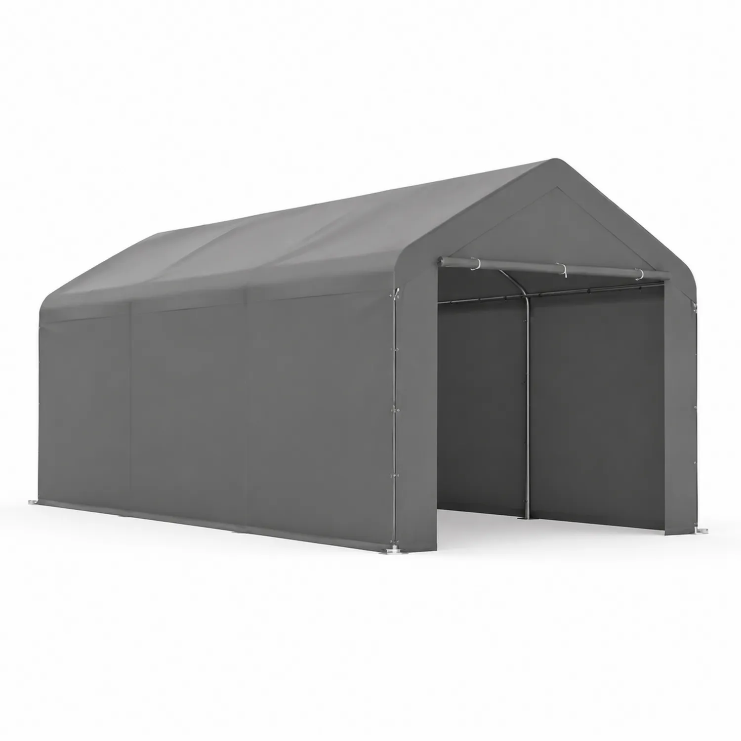 Abri de voiture en métal et polyester Gris 600x300x300 cm-Velnovorin