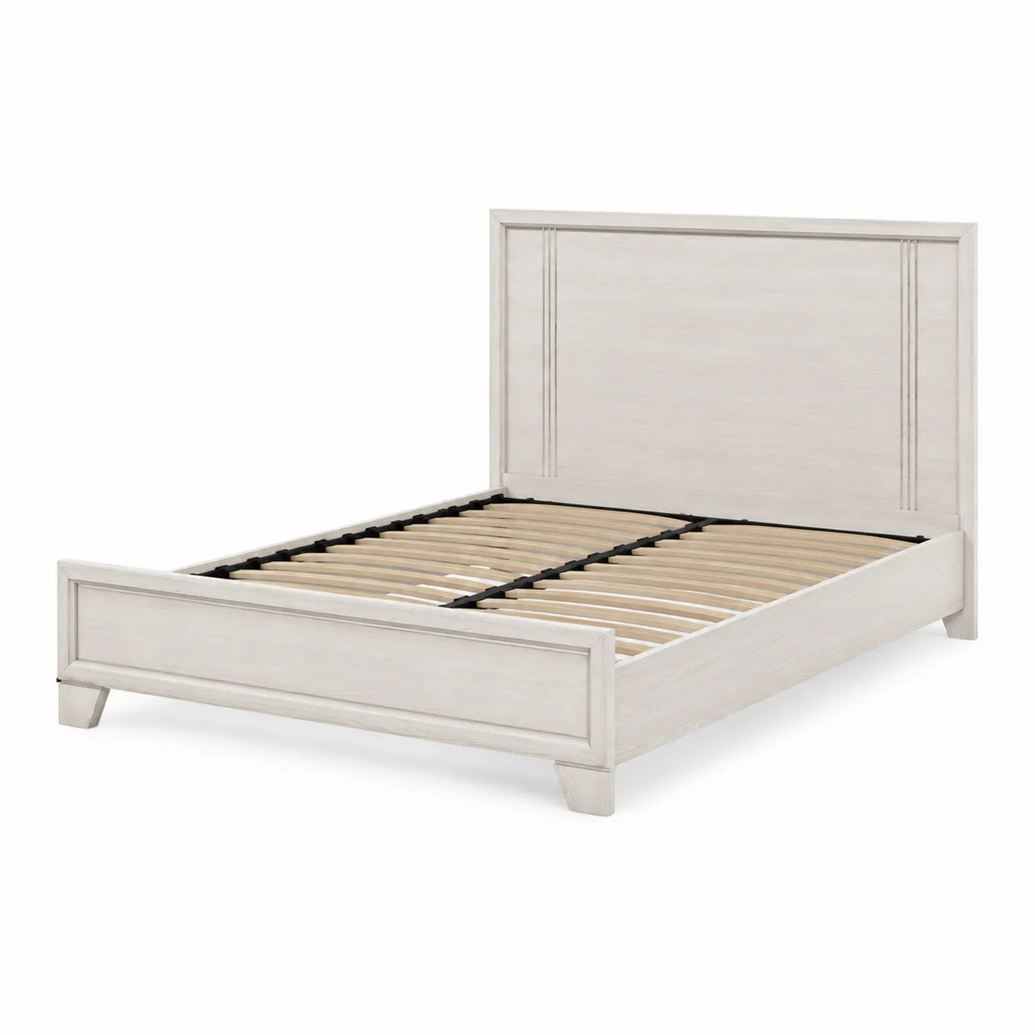 Lit double en bois blanc-Velnovorin