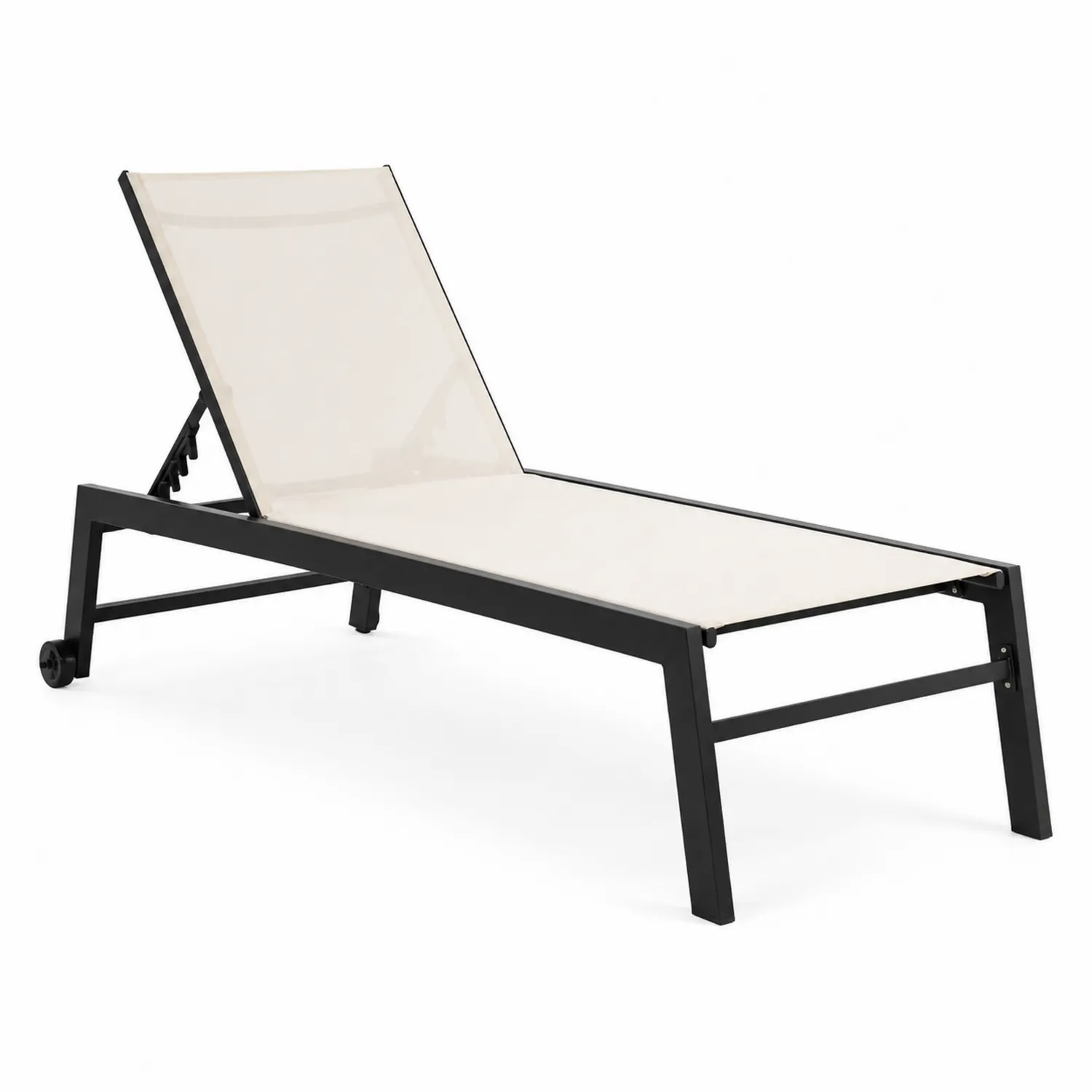 Chaise longue ajustable en aluminium avec tissu textilène Crème-Velnovorin