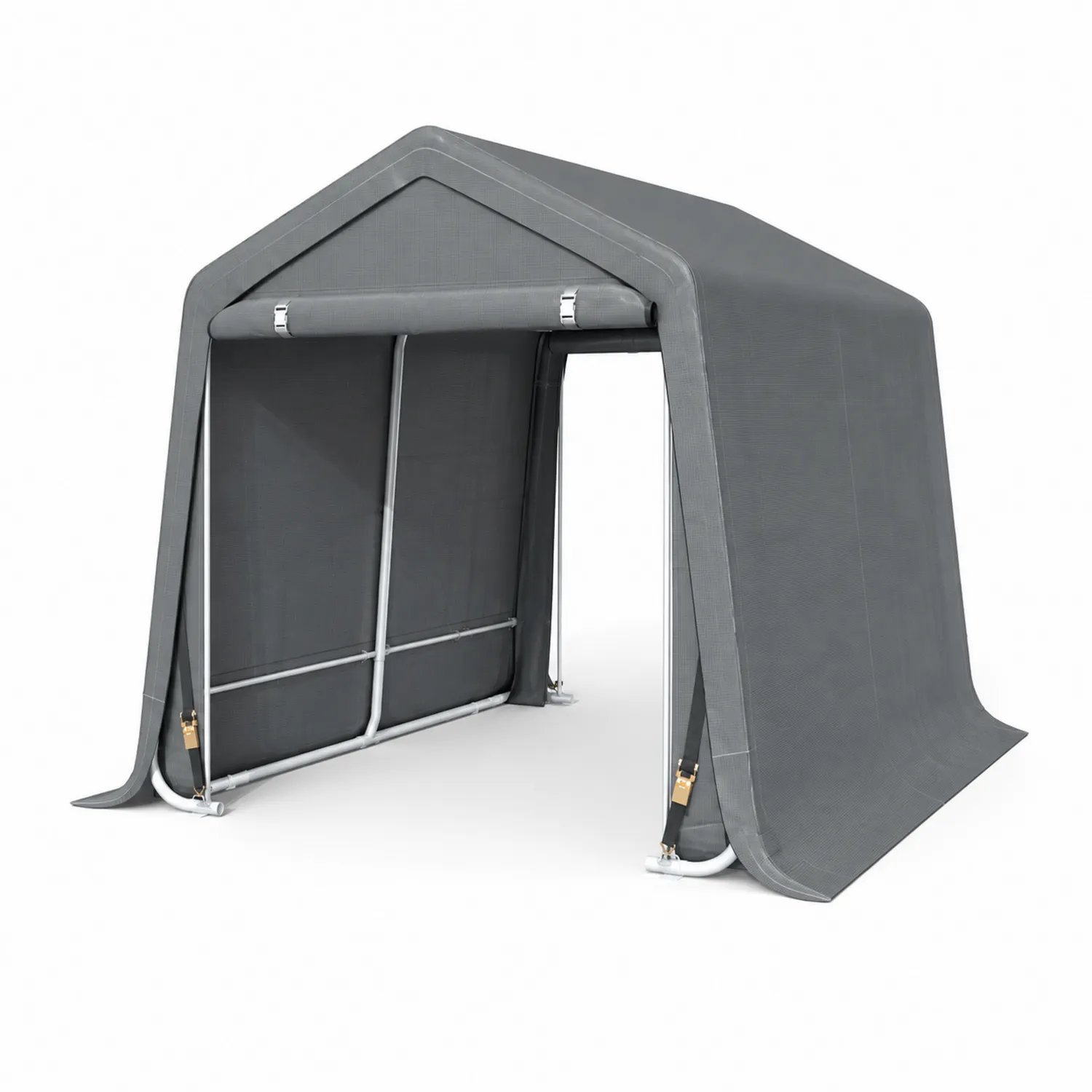 Abri voiture en acier avec toile PVC gris-Velnovorin