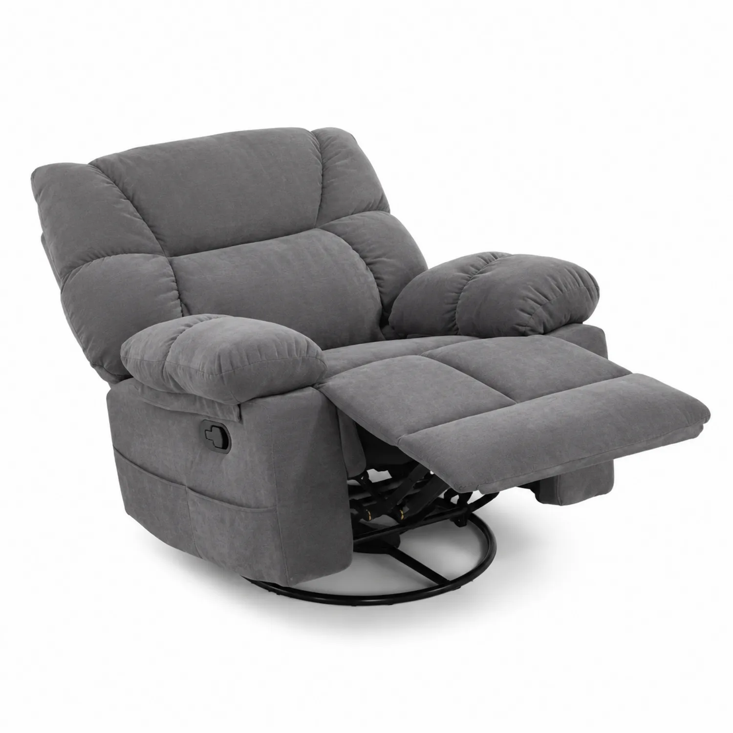 Fauteuil relax pivotant en tissu gris-Velnovorin