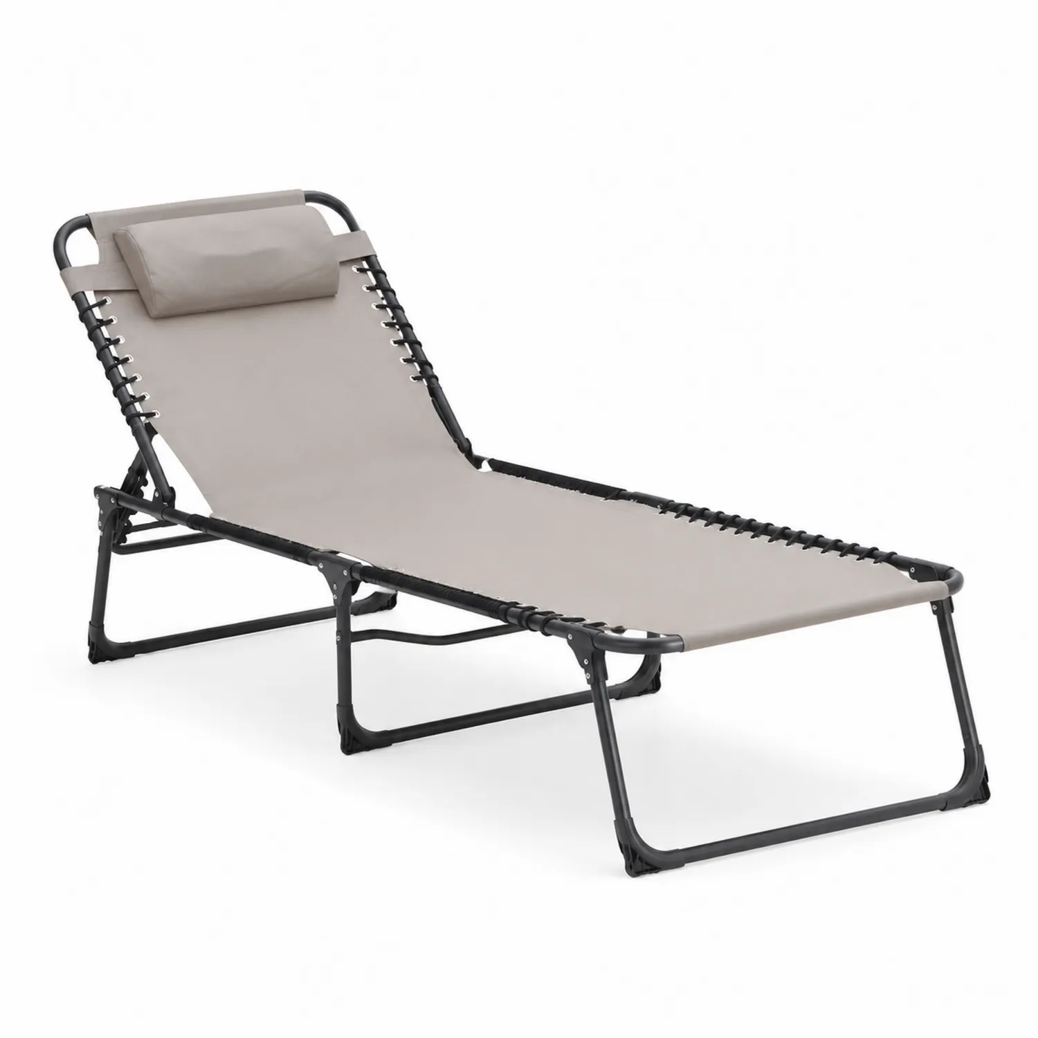 Chaise longue pliable en métal et polyester Beige 200 cm-Velnovorin