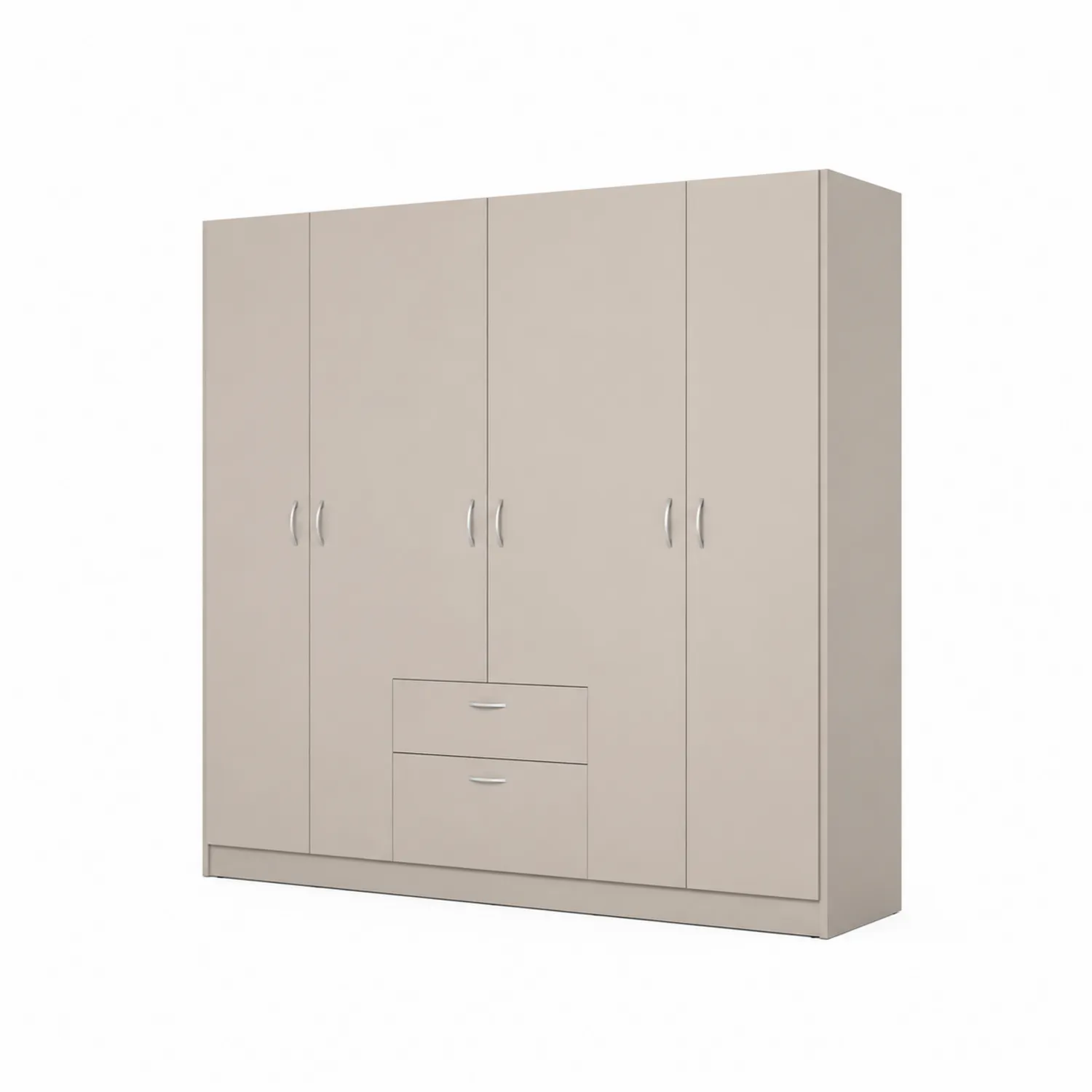 Armoire 4 portes 2 tiroirs en bois et métal MDF Beige
