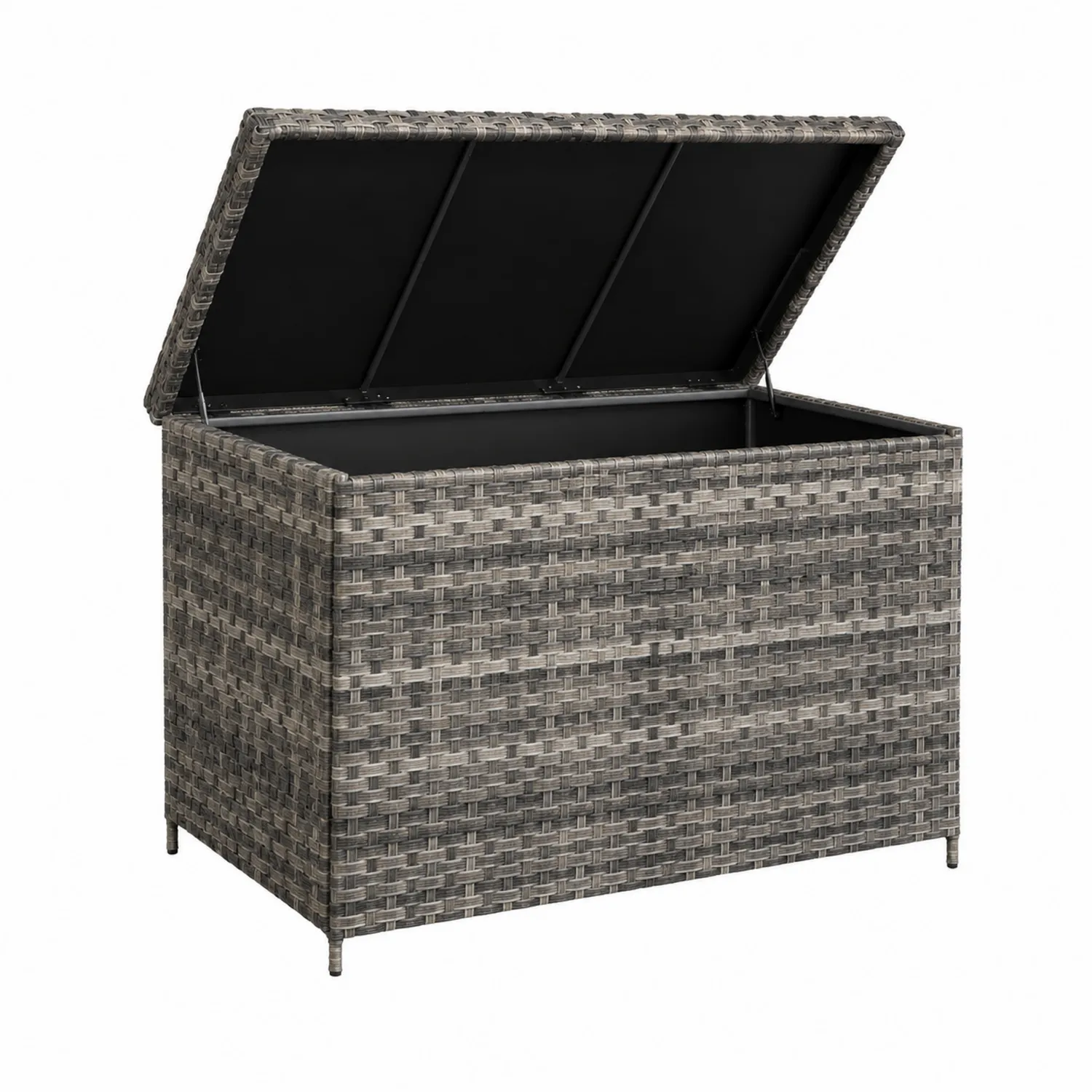 Coffre de rangement en rotin synthétique avec structure métallique Gris 120x50x60 cm