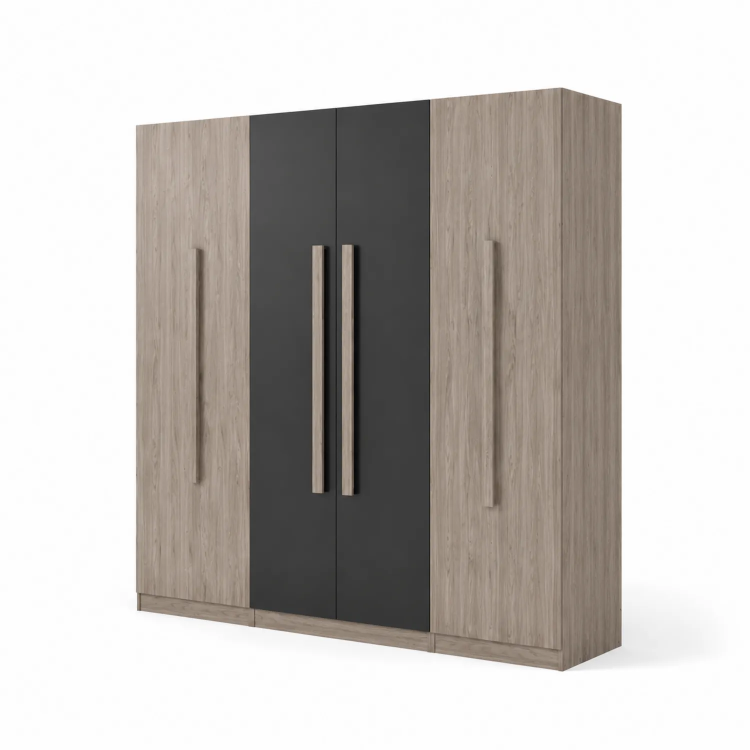 Armoire en bois avec portes noires 4 portes 200x220x60 cm