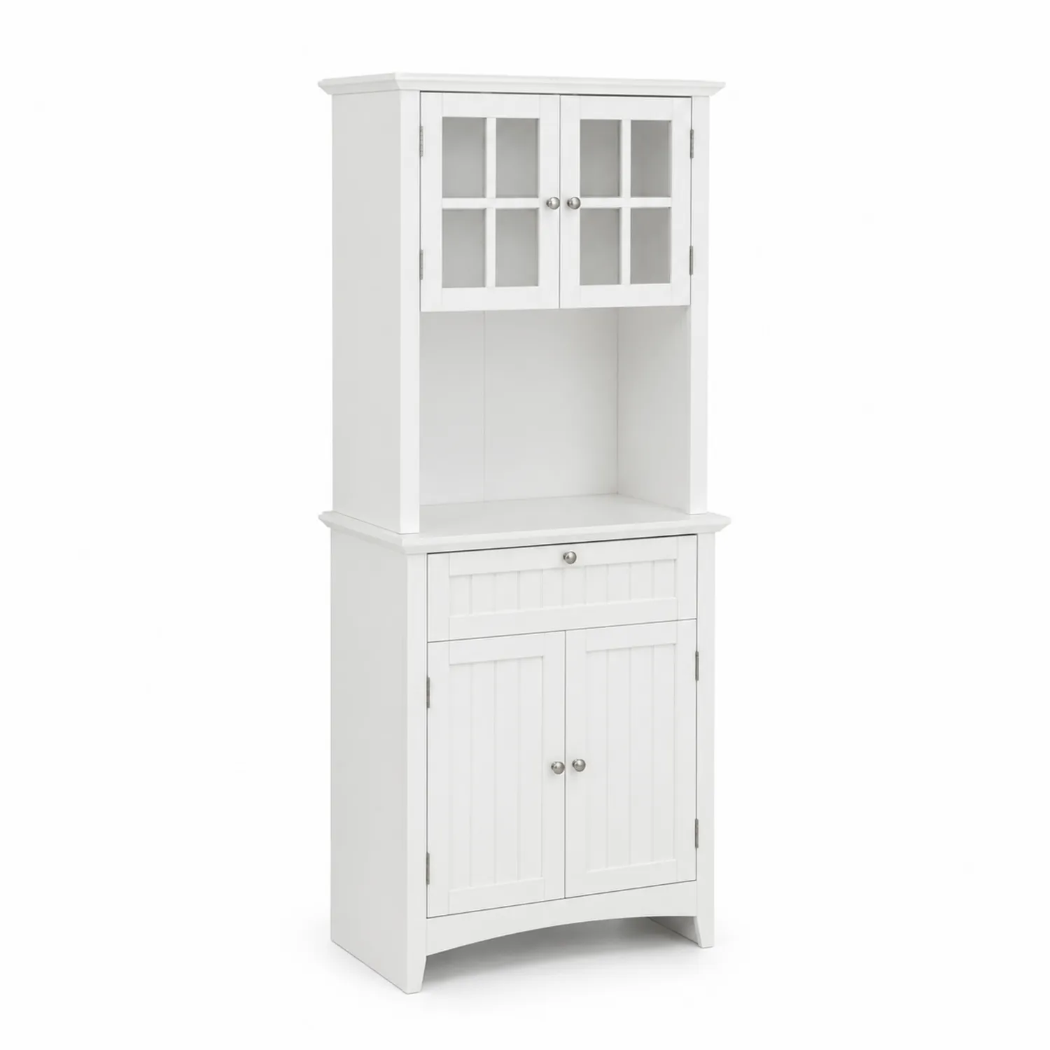 Buffet de Cuisine Blanc en Bois avec Portes Vitrées