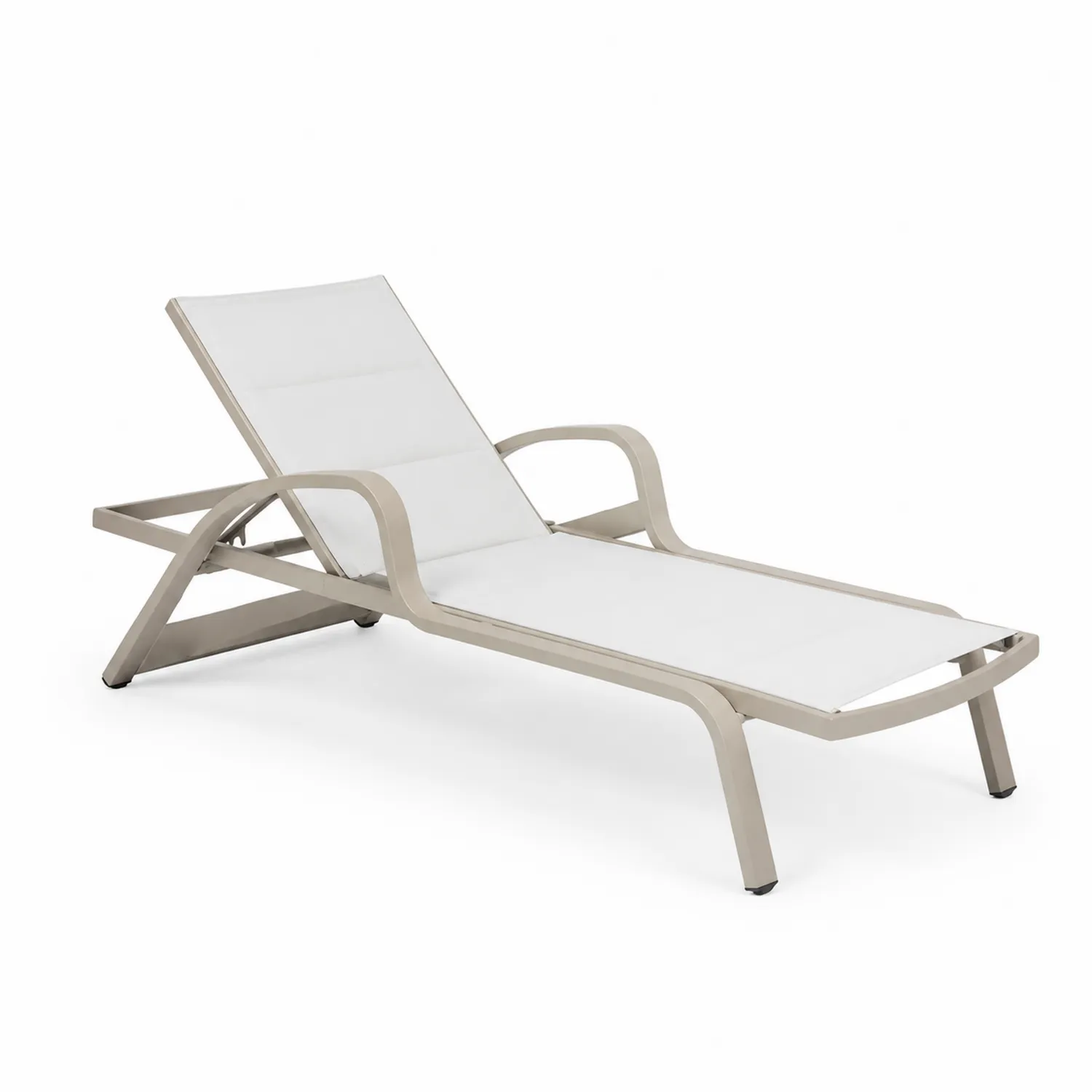 Chaise longue en aluminium et textilène Blanc/Beige