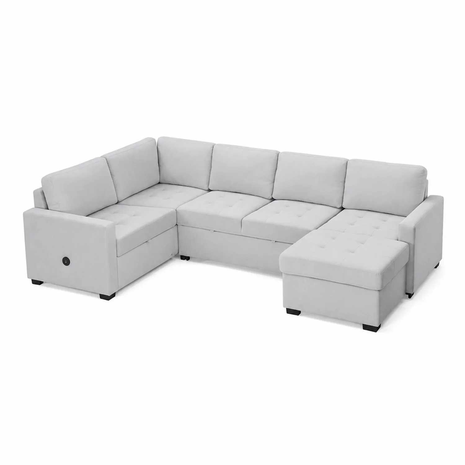 Canapé modulaire en tissu Gris clair avec méridienne