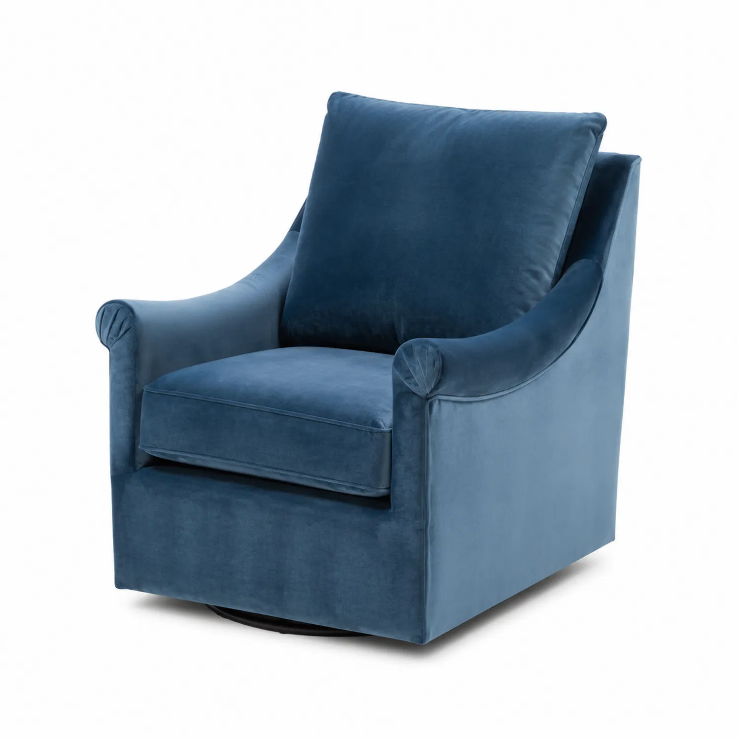 Fauteuil pivotant en velours bleu