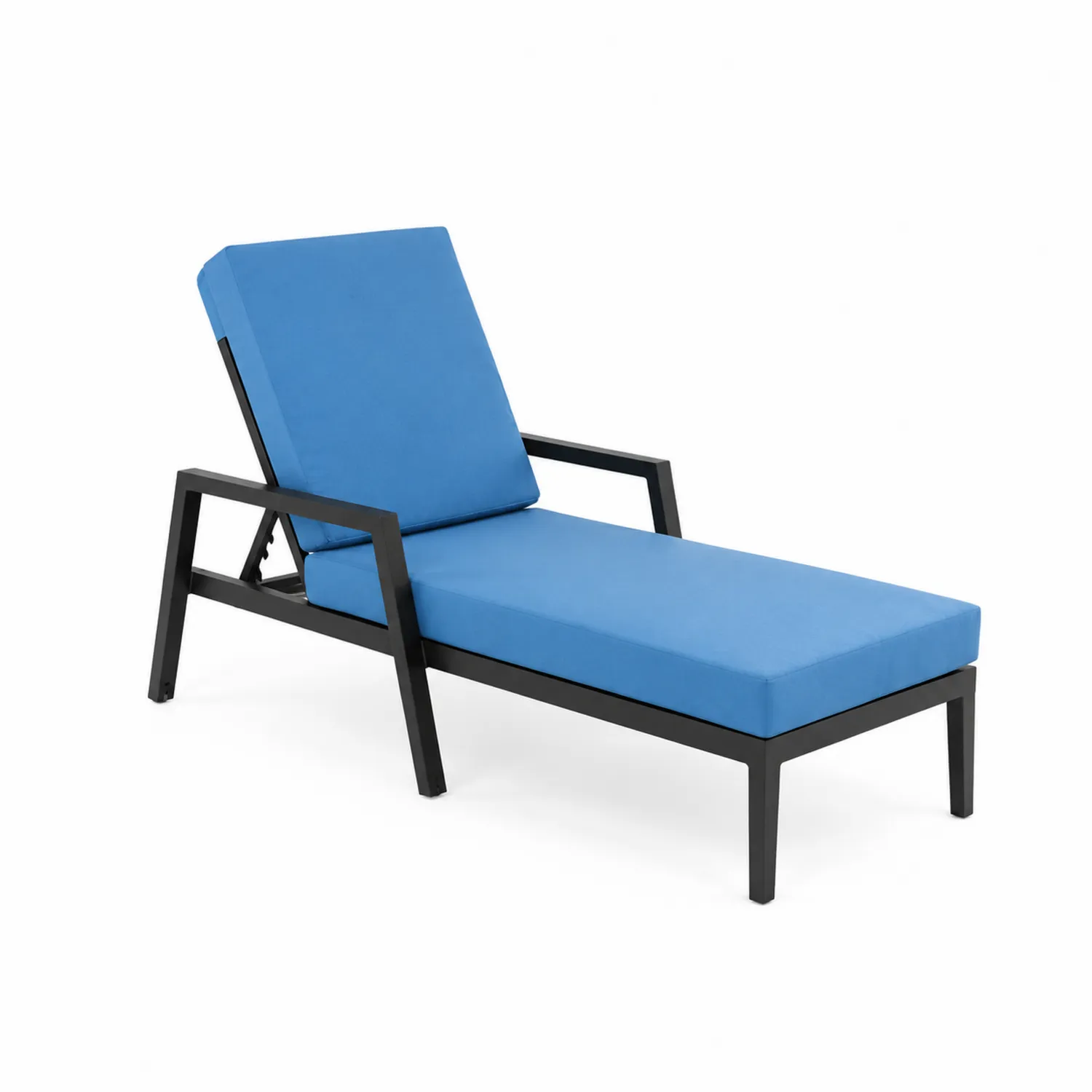 Chaise Longue en Métal avec Coussins Bleu