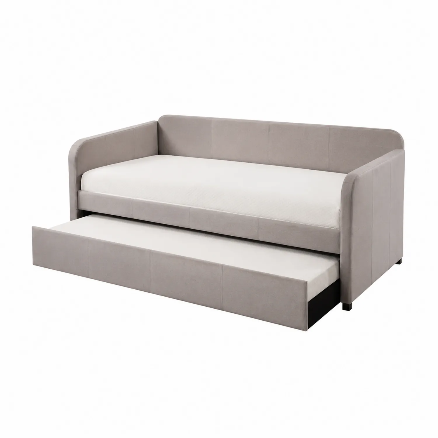 Canapé-lit avec tiroir en bois et polyester Gris