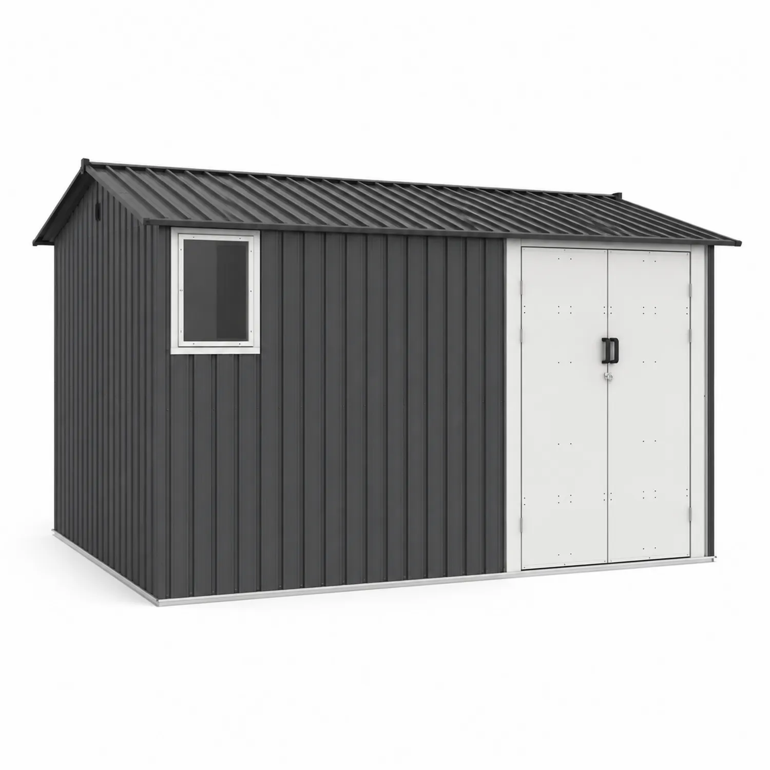 Abri de Jardin Métal Gris Anthracite avec Fenêtre et Double Porte