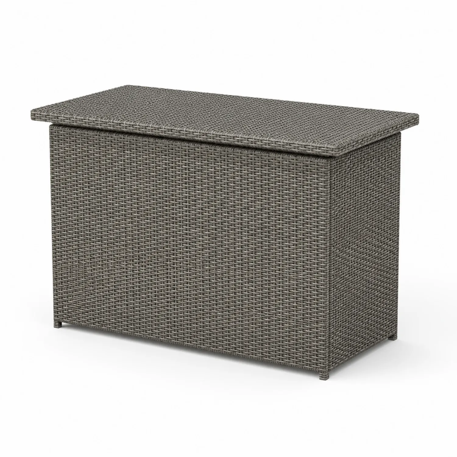 Coffre de rangement en résine tressée gris 120x50x60 cm