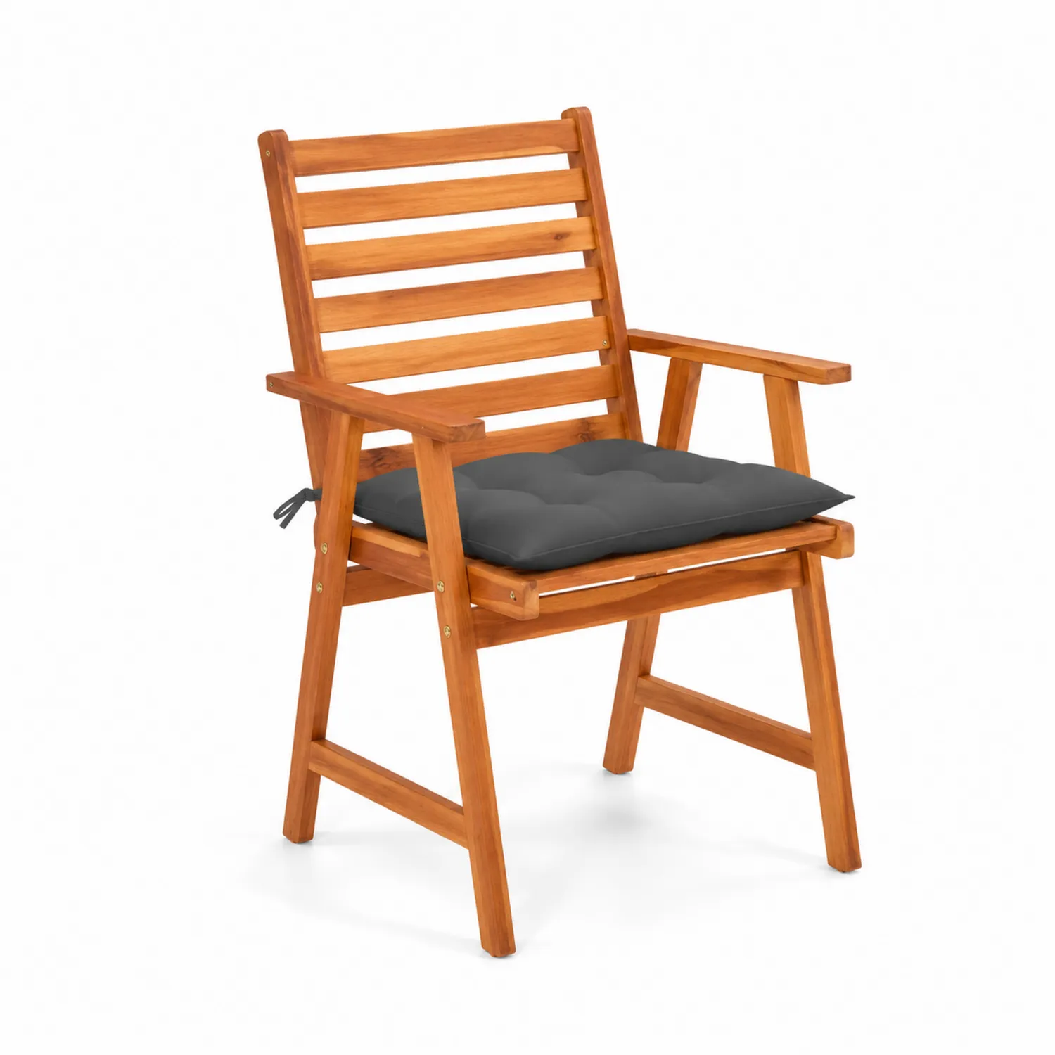 Chaise en bois avec coussin gris