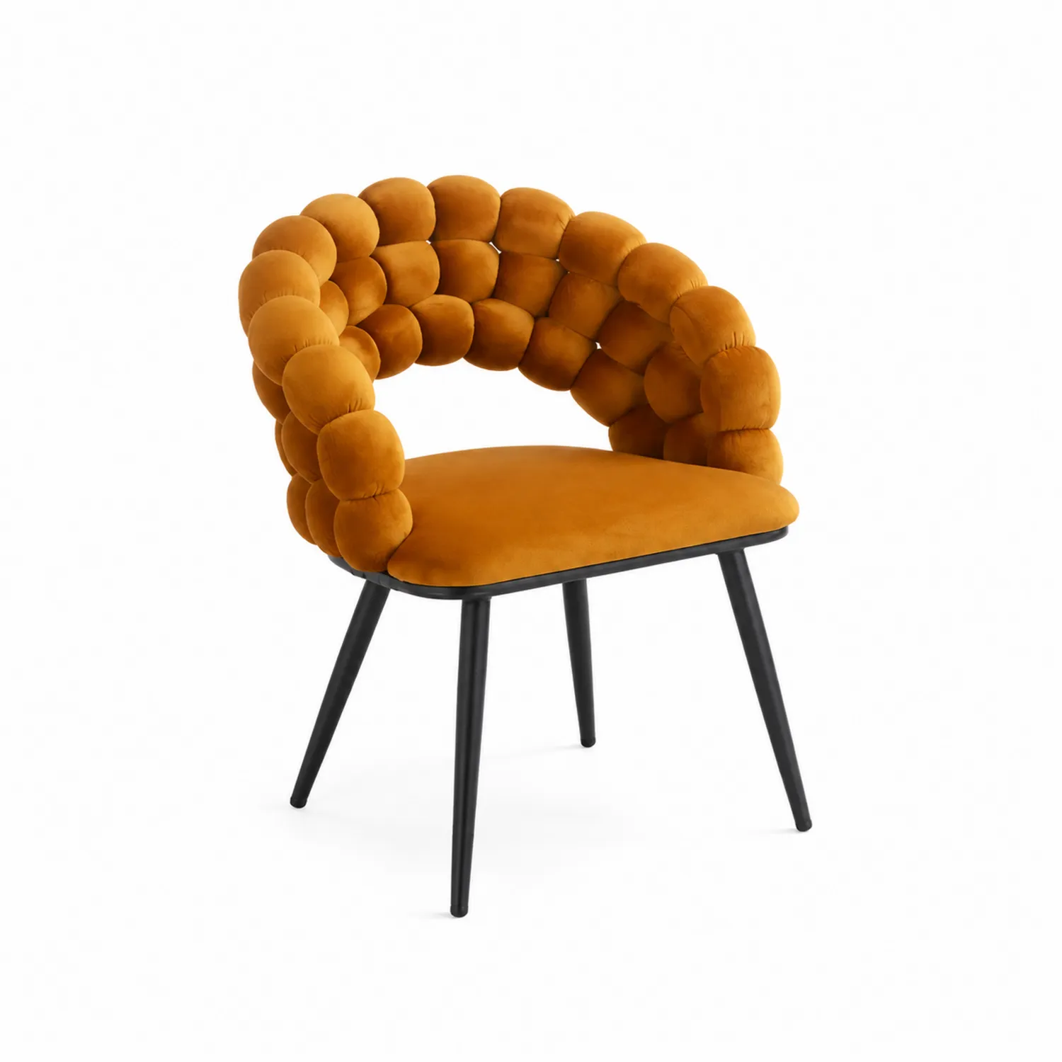 Chaise en velours avec pieds métalliques