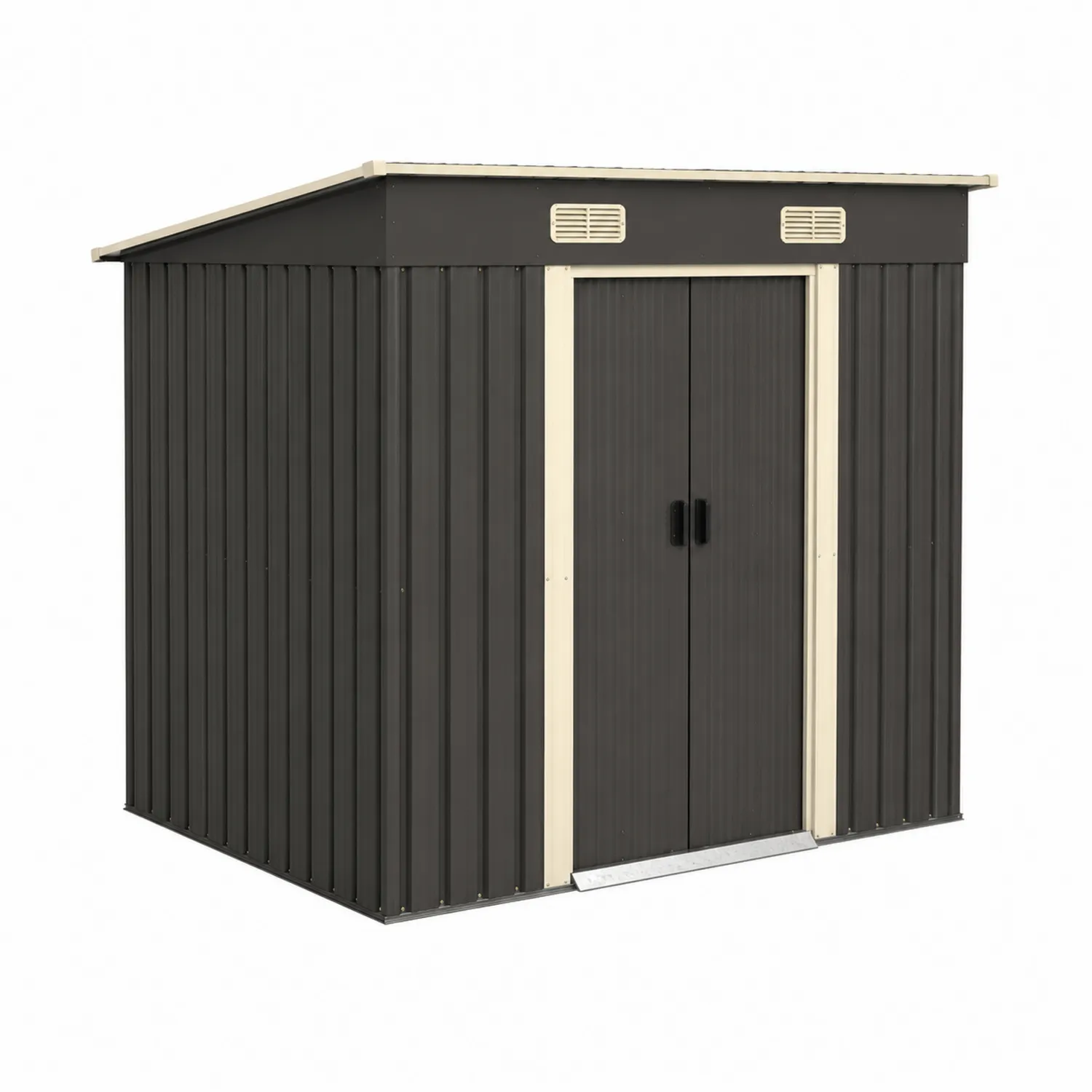 Abri de jardin en métal noir et beige 210x130x185 cm