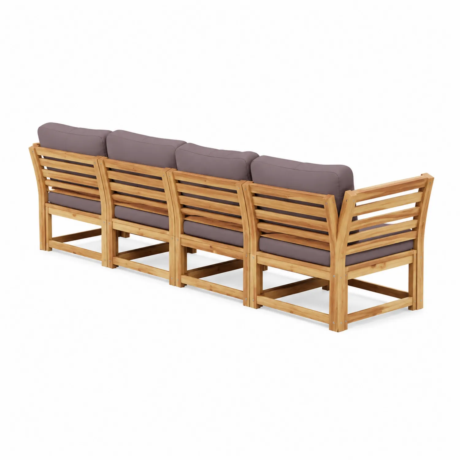 Canapé modulaire de jardin en bois avec coussins taupe