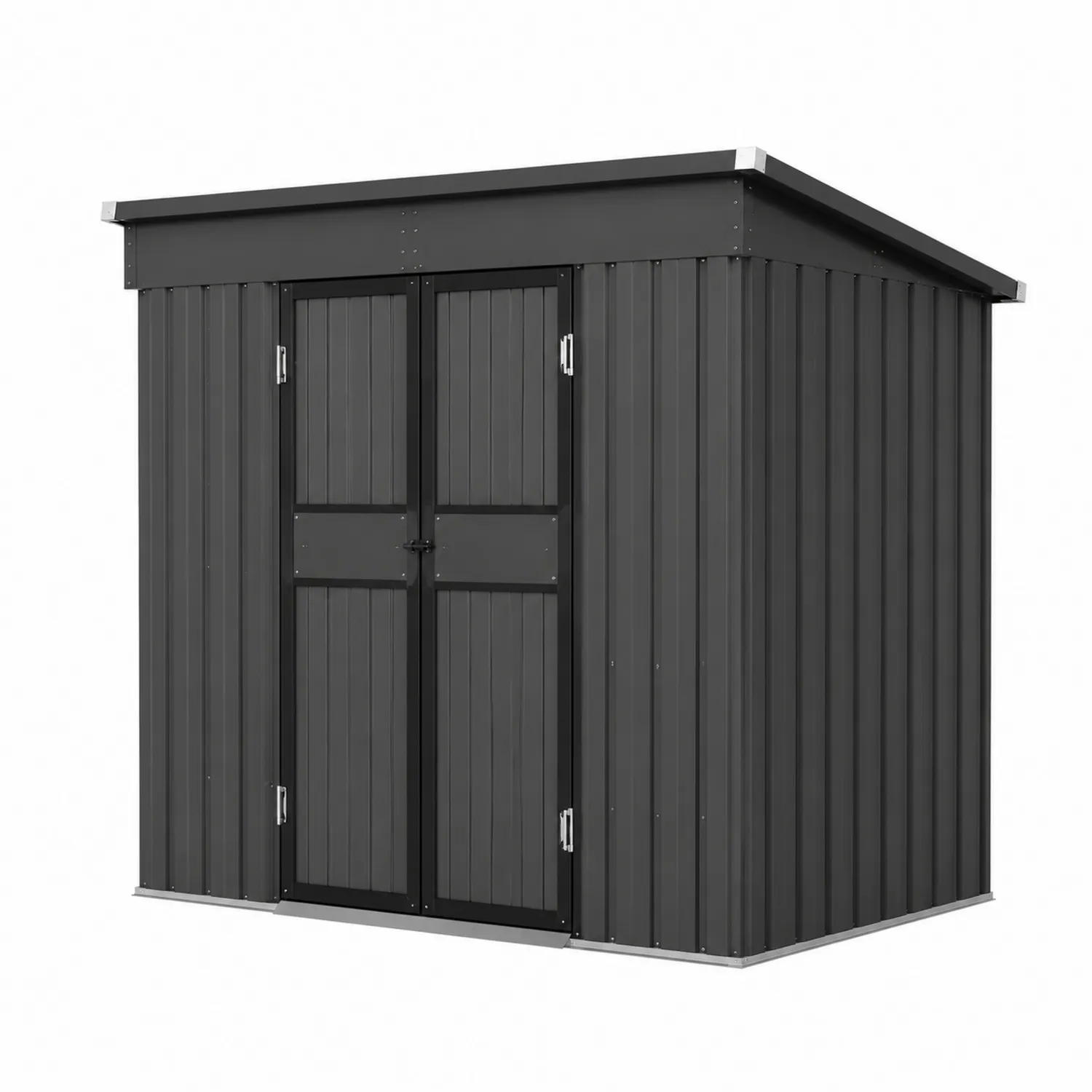 Abri de rangement en métal avec double porte en acier galvanisé gris