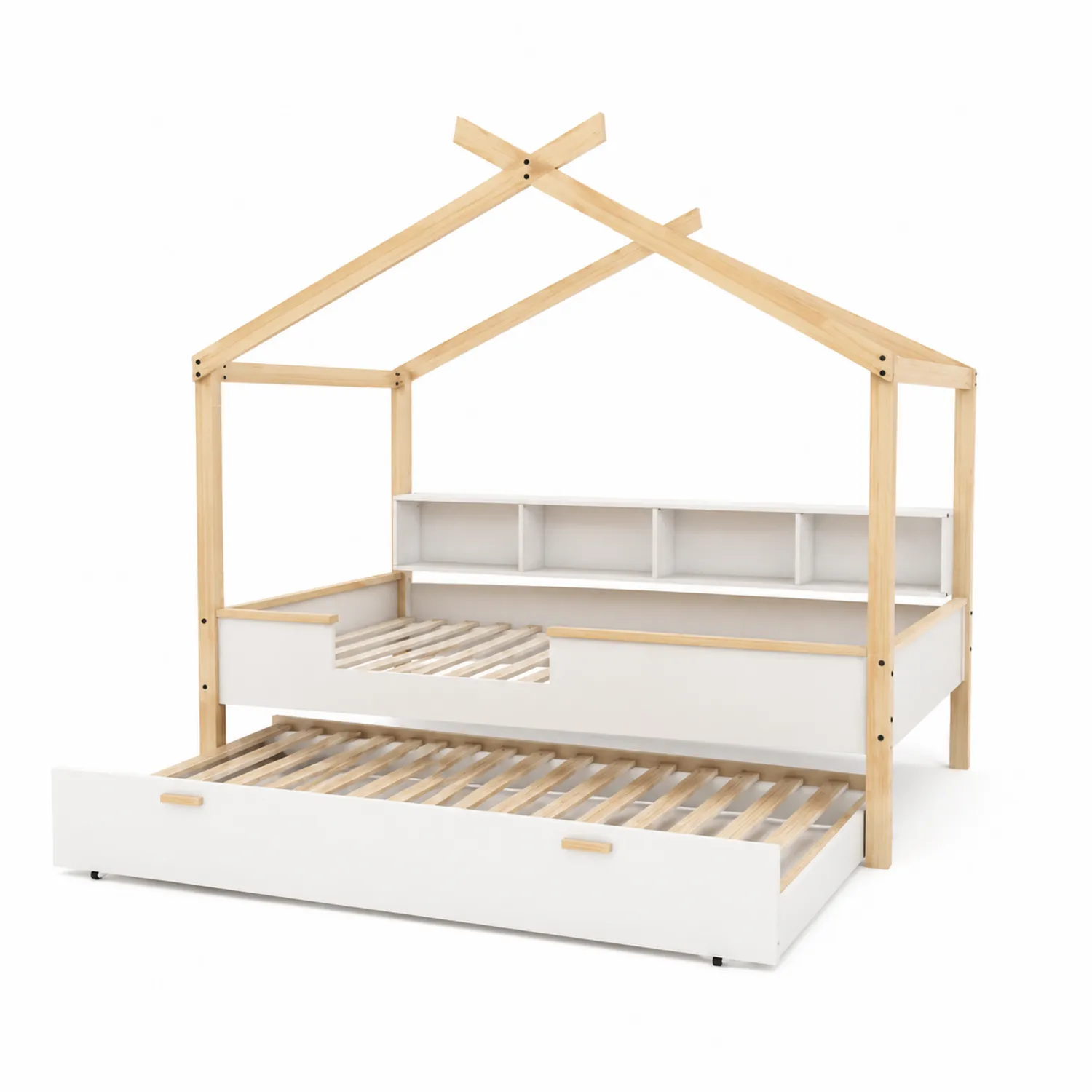Lit enfant en bois avec étagère et tiroir 200x90 cm