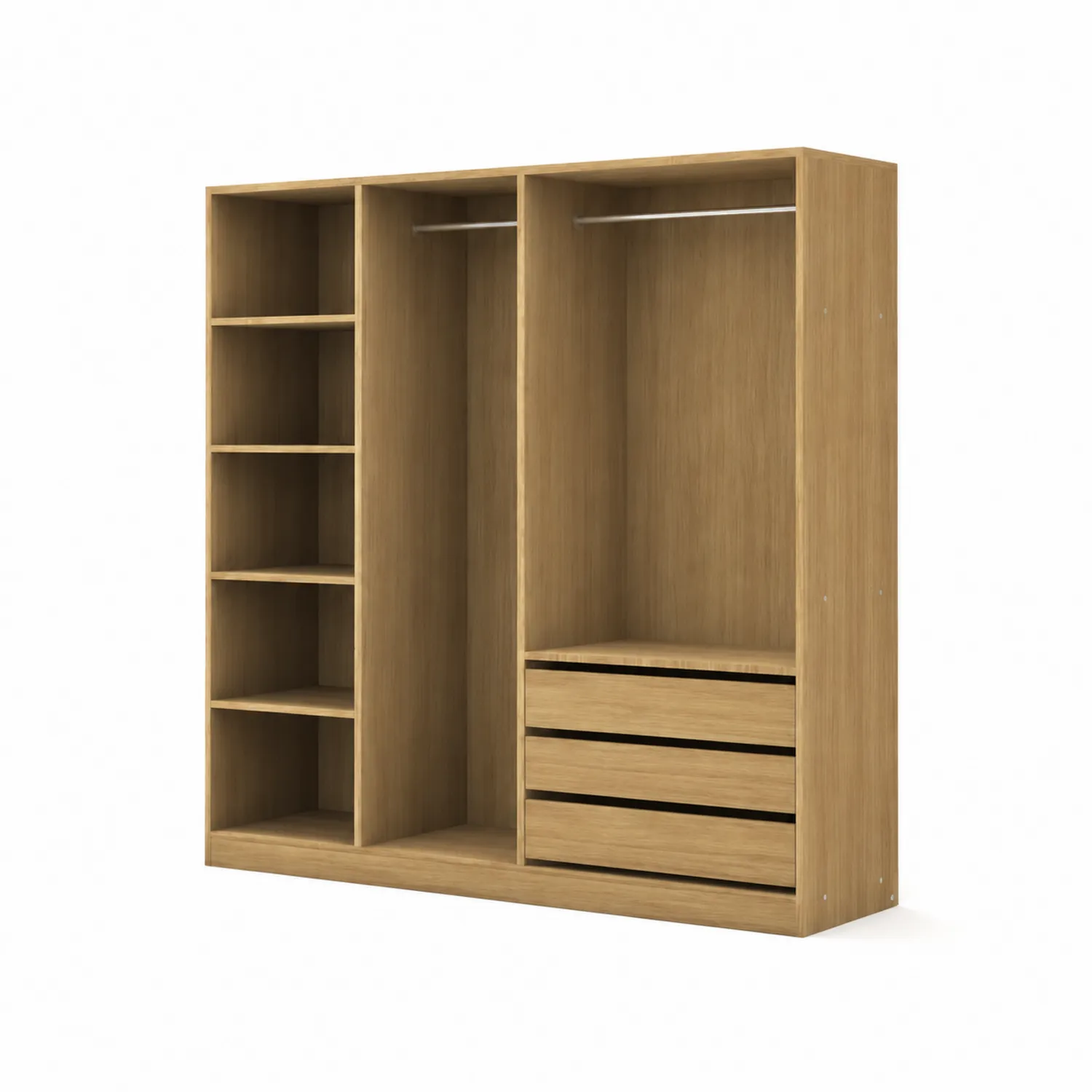 Armoire en bois avec étagères et tiroirs de chêne 200x60x210 cm