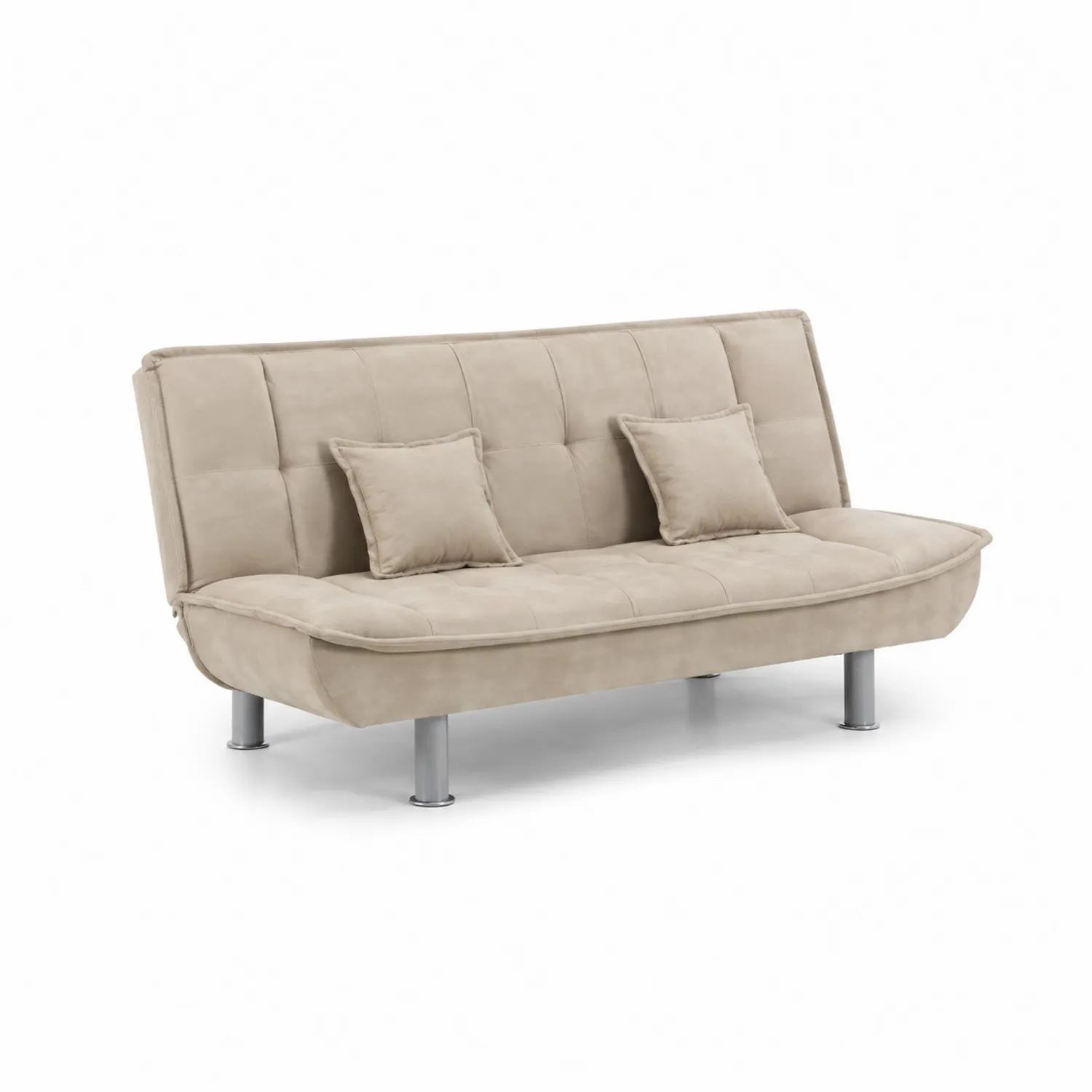 Canapé convertible en textile avec coussins Beige