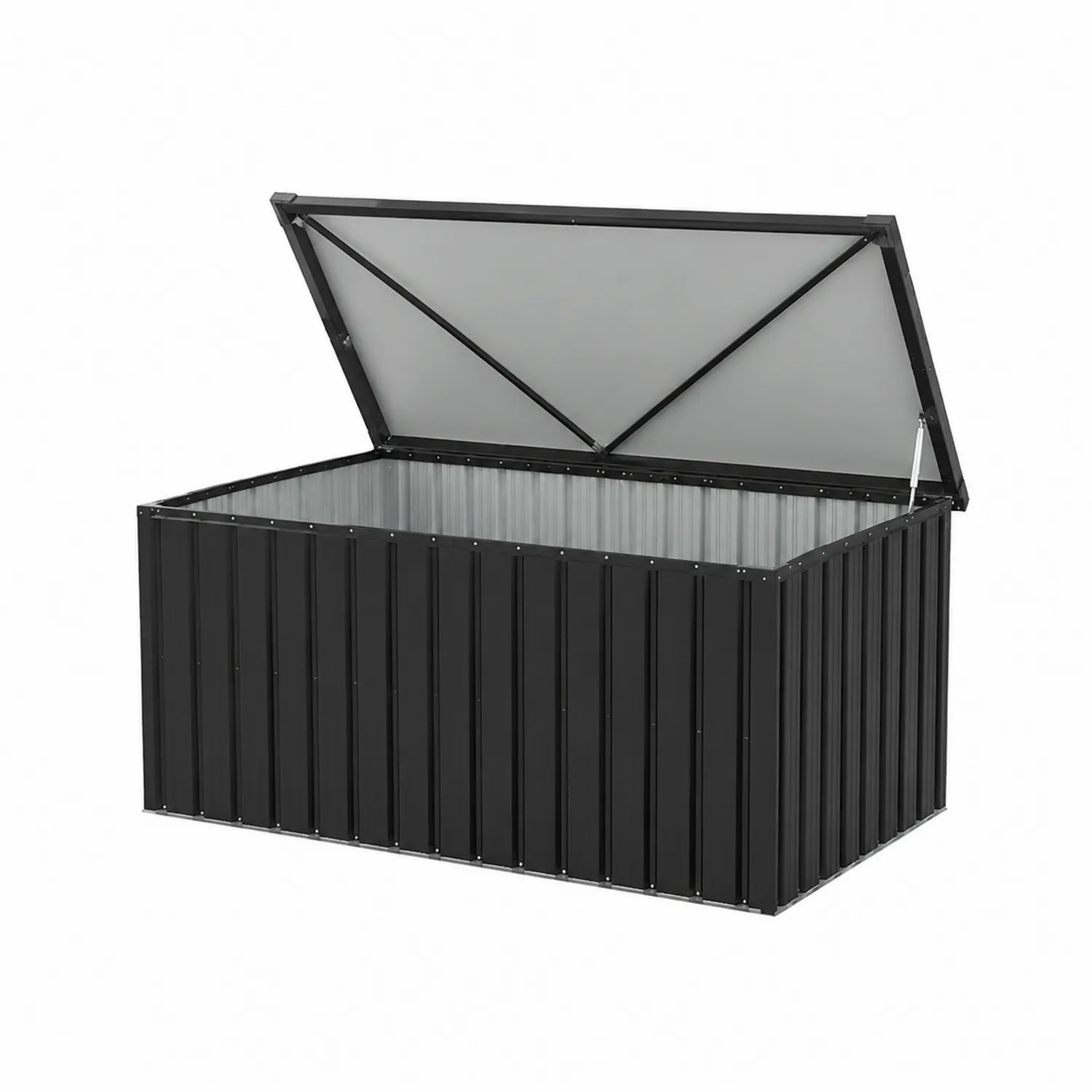 Coffre de rangement extérieur en métal noir 160x80x77cm