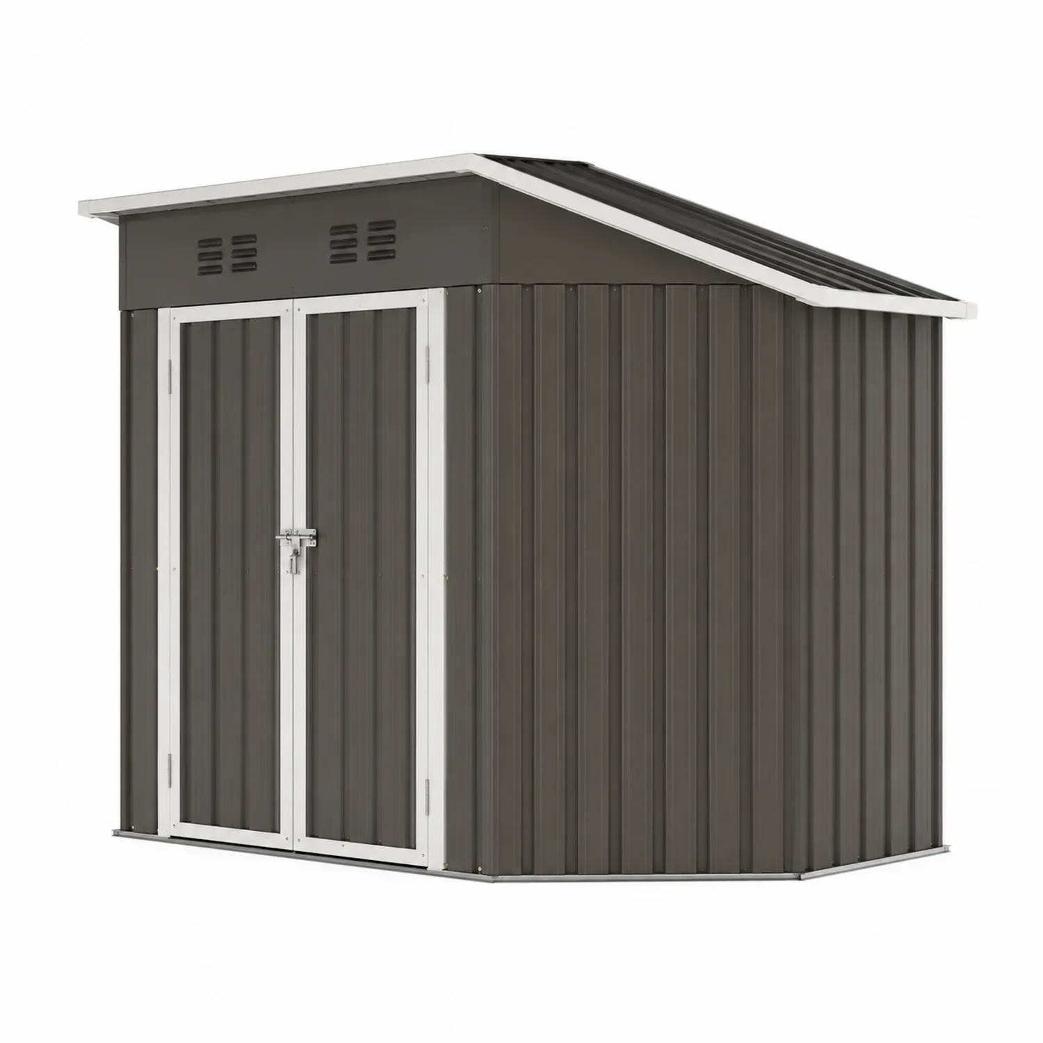 Abri de jardin en acier galvanisé brun avec porte double