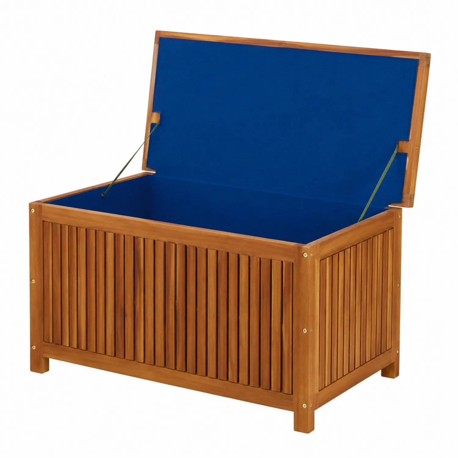 Coffre de rangement en bois d'acacia avec doublure en polyester