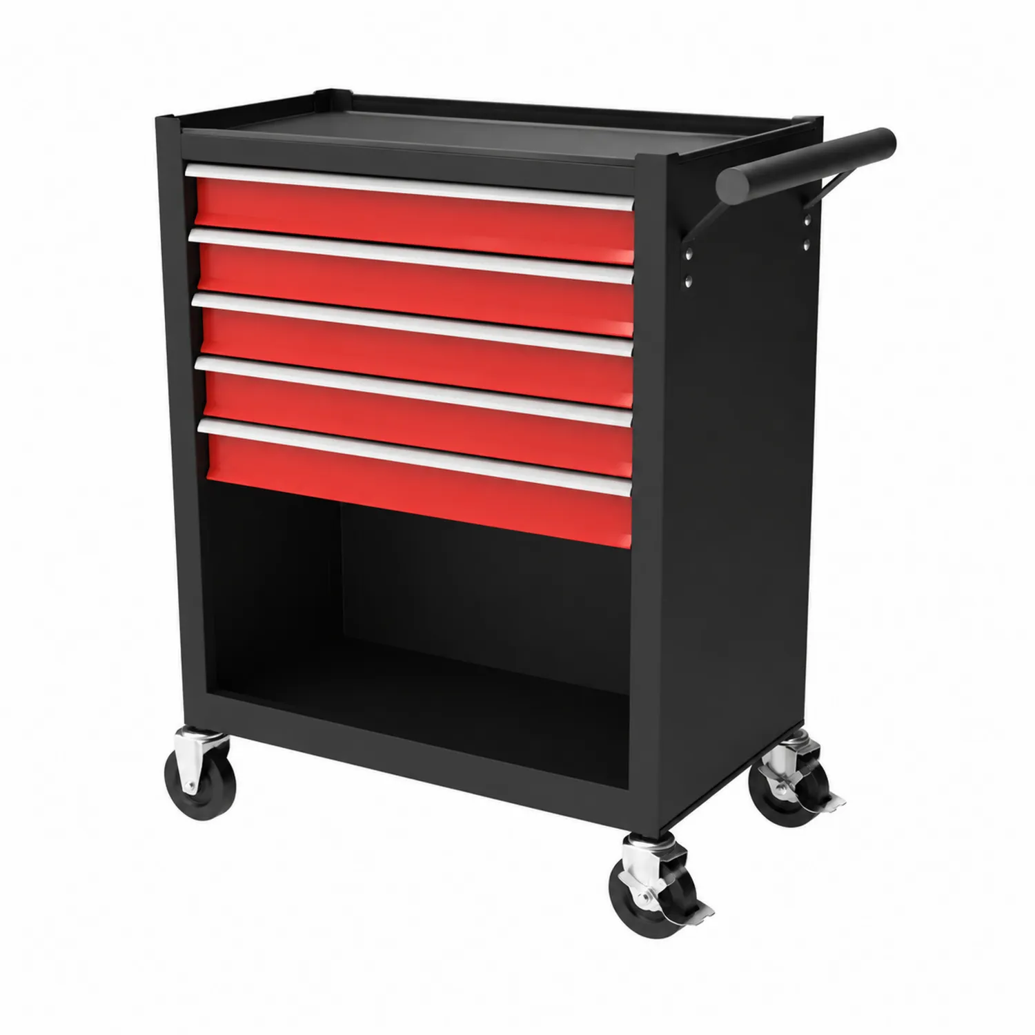 Chariot à outils en métal avec 5 tiroirs Noir/Rouge
