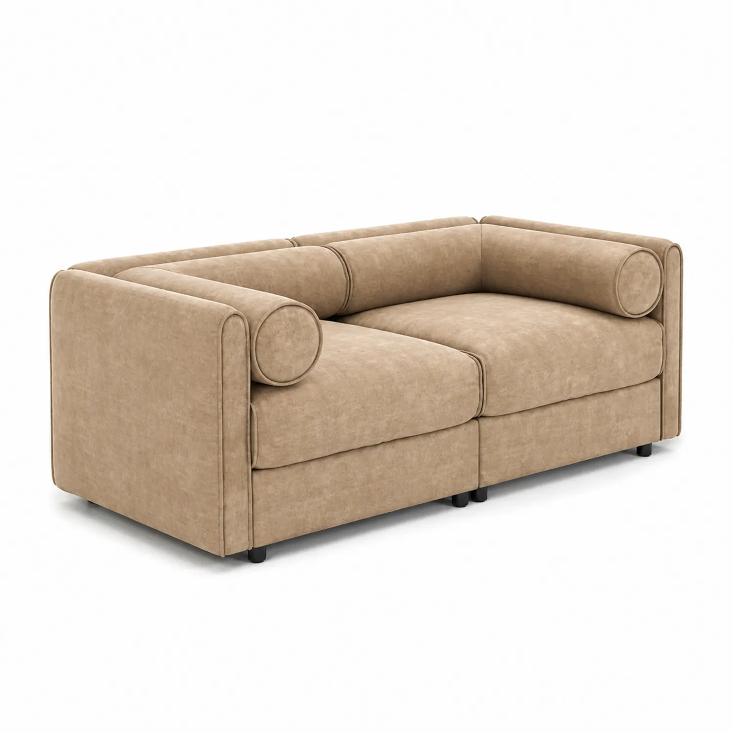 Canapé 2 places en tissu polyester Beige