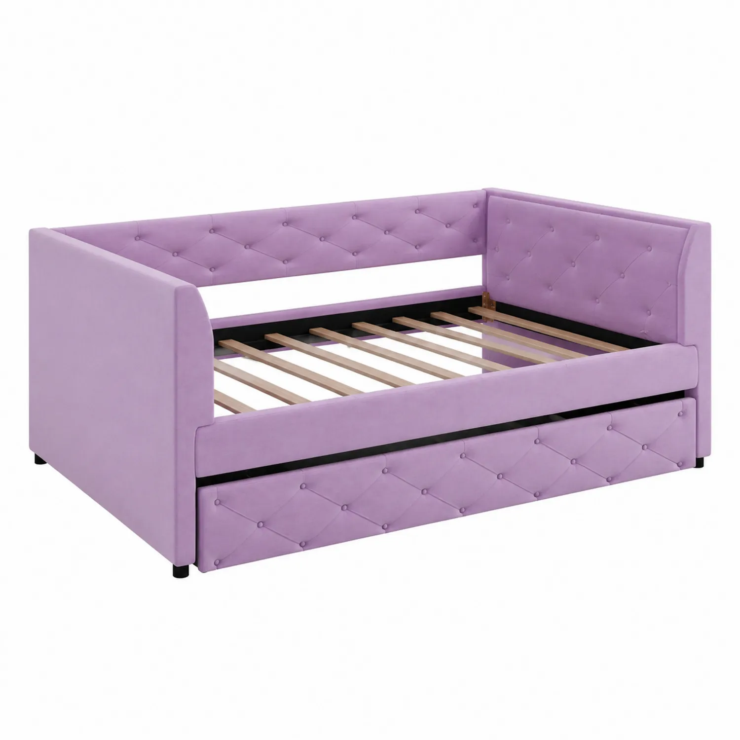 Lit de jour en velours violet avec rangement 200x90 cm