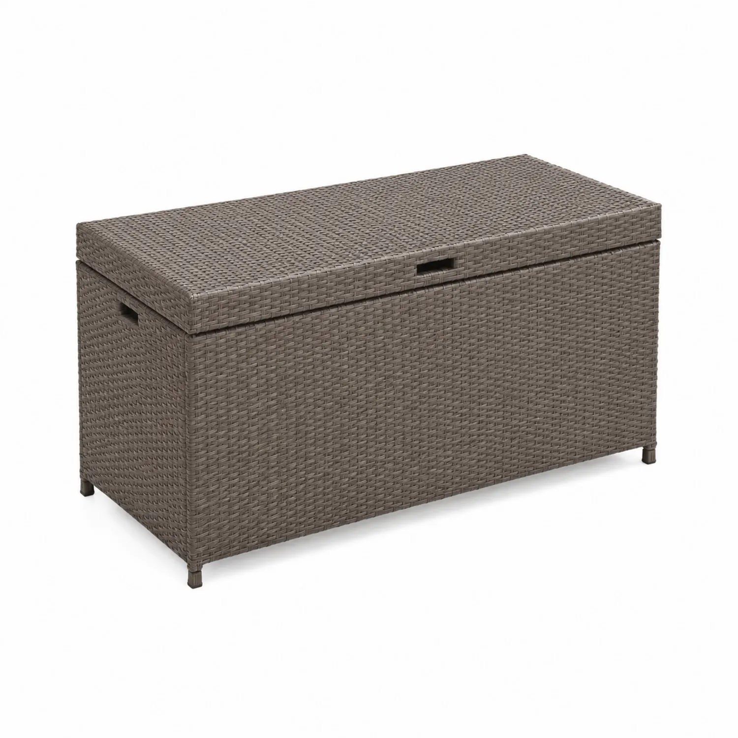Banc de rangement en résine tressée gris 120 x 50 x 60 cm