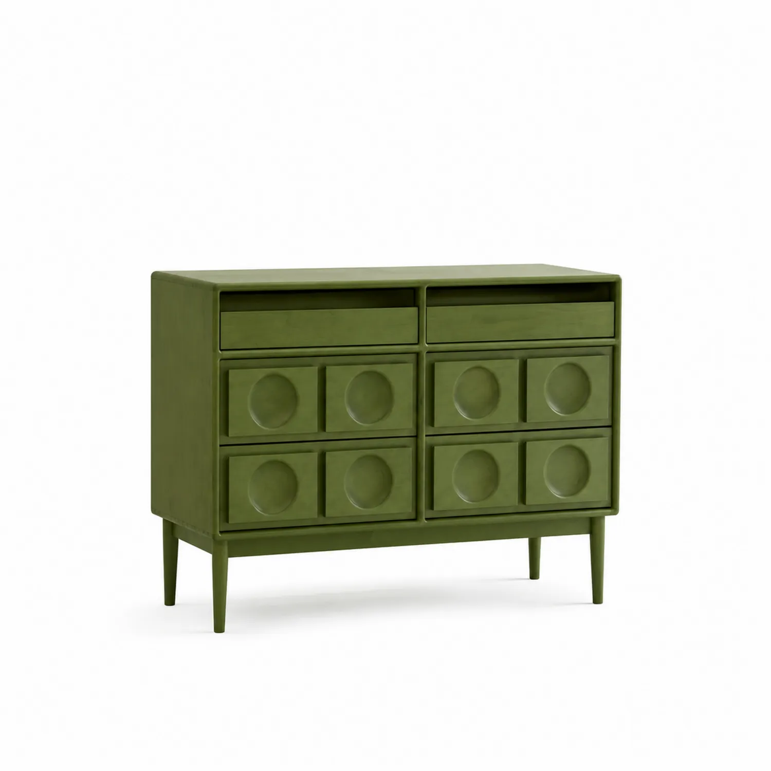 Commode en bois massif à 6 tiroirs Vert Olive